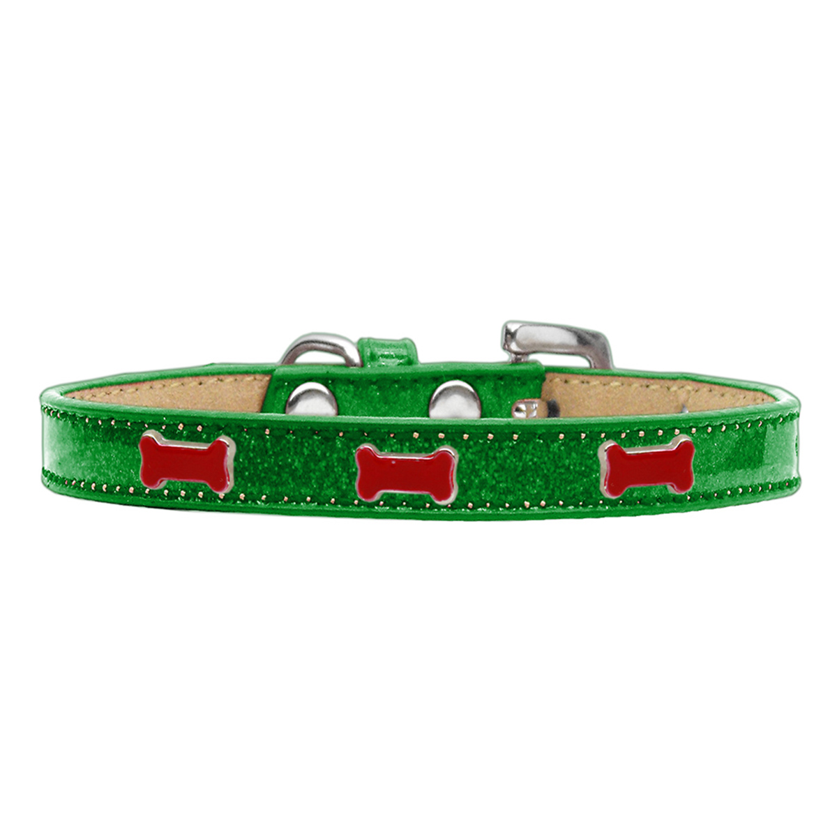 Red Bone Widget Dog Collar, Emerald Ice Cream - Size 10