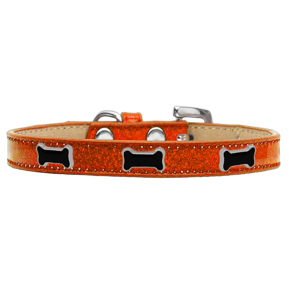 Black Bone Widget Dog Collar, Orange Ice Cream - Size 10