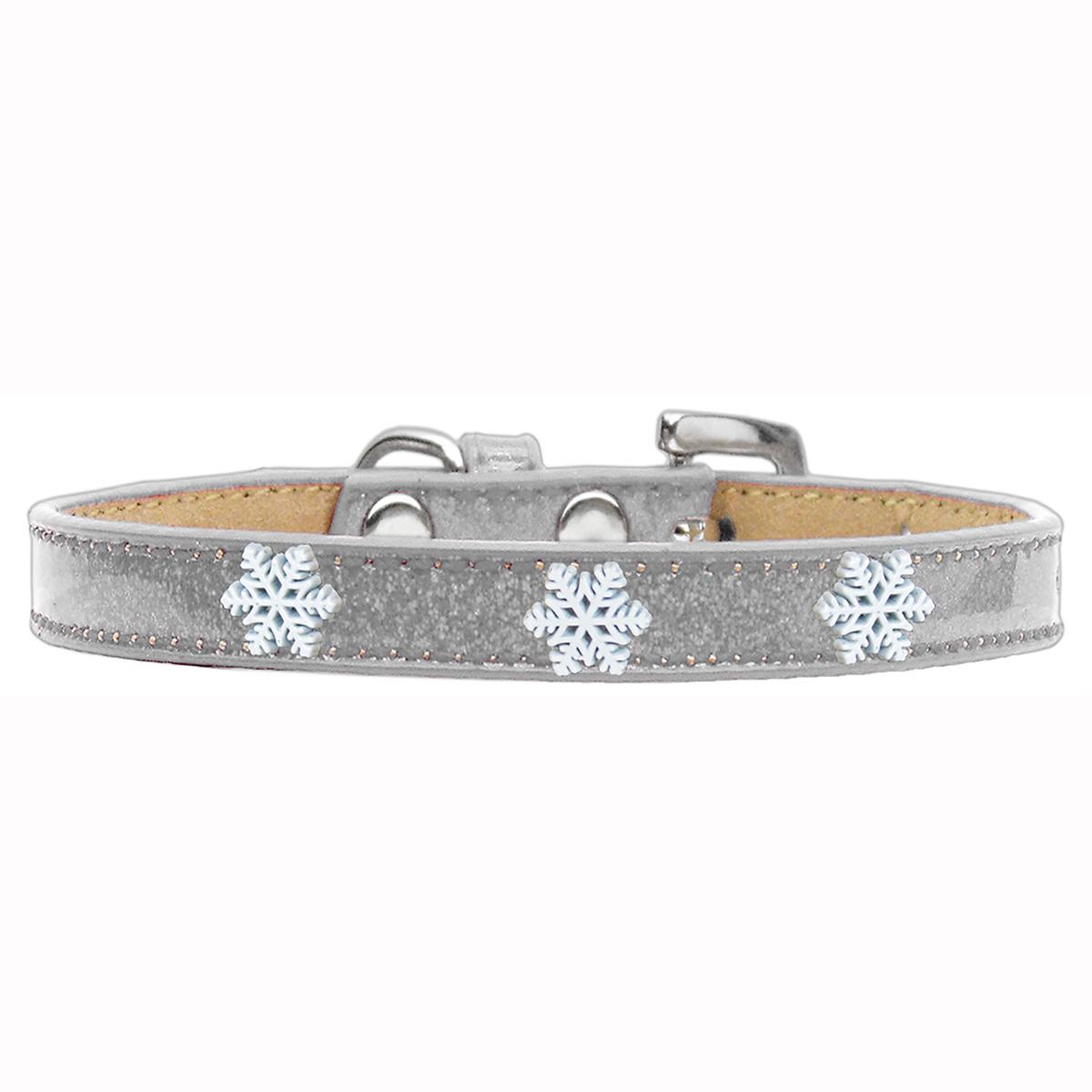 Snowflake Widget Dog Collar, Silver Ice Cream - Size 10