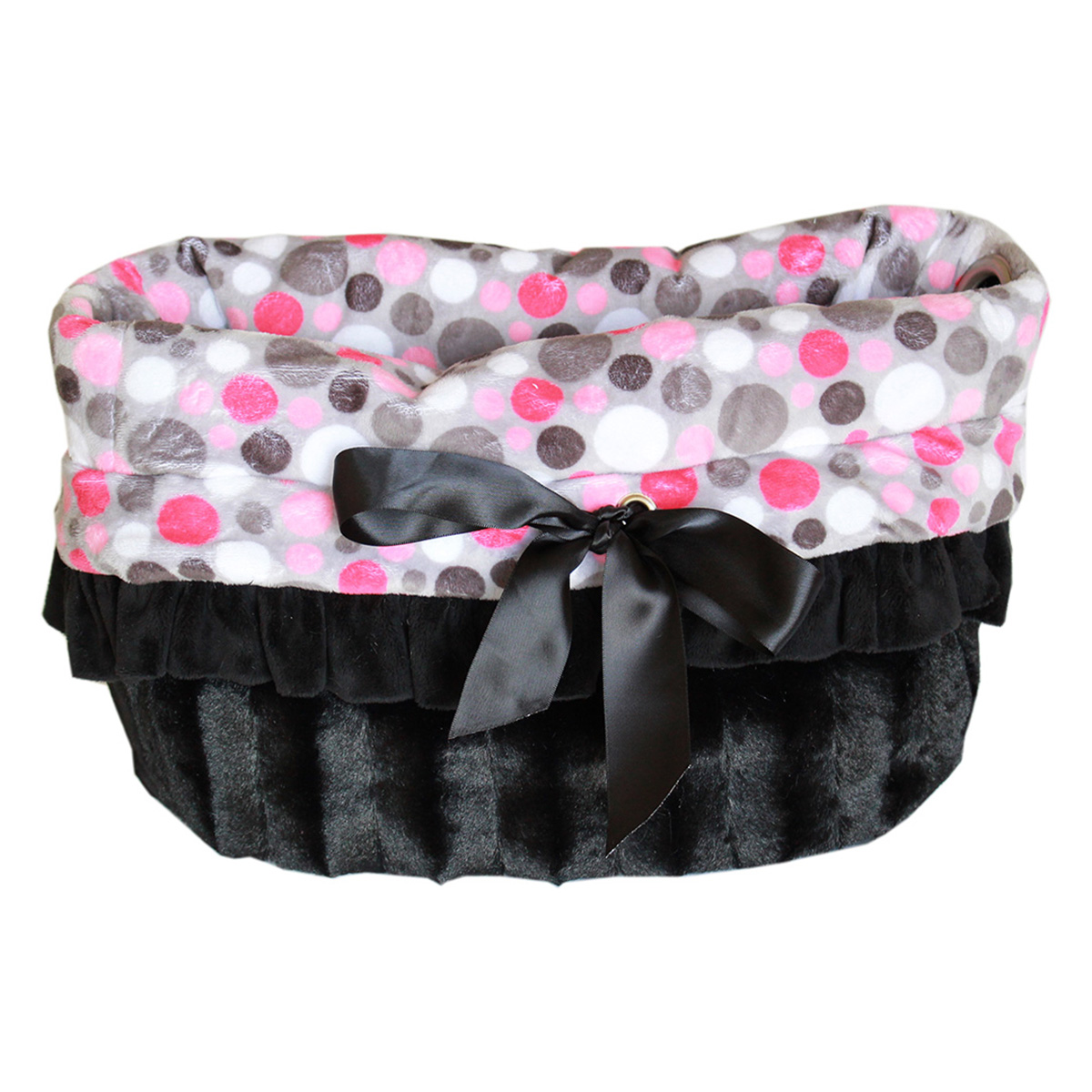 500-113 Reversible Snuggle Bugs Pet Bed, Bag & Car Seat, Pink Party Dots - One Size