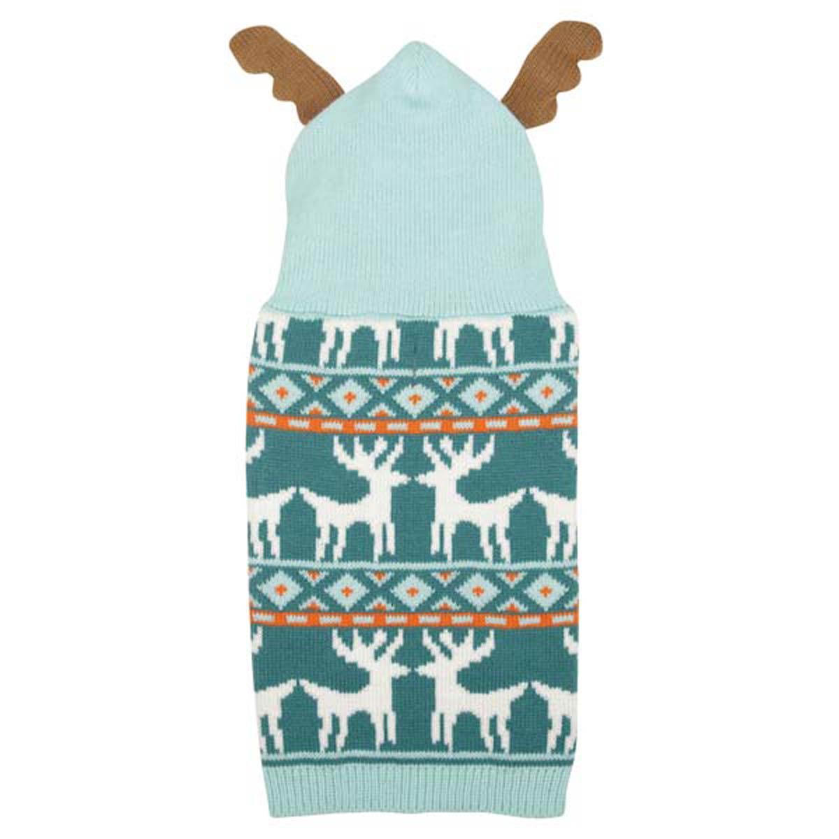 Y Ue975 10 19 Elements Antler Dog Sweater, Teal - Extra Small
