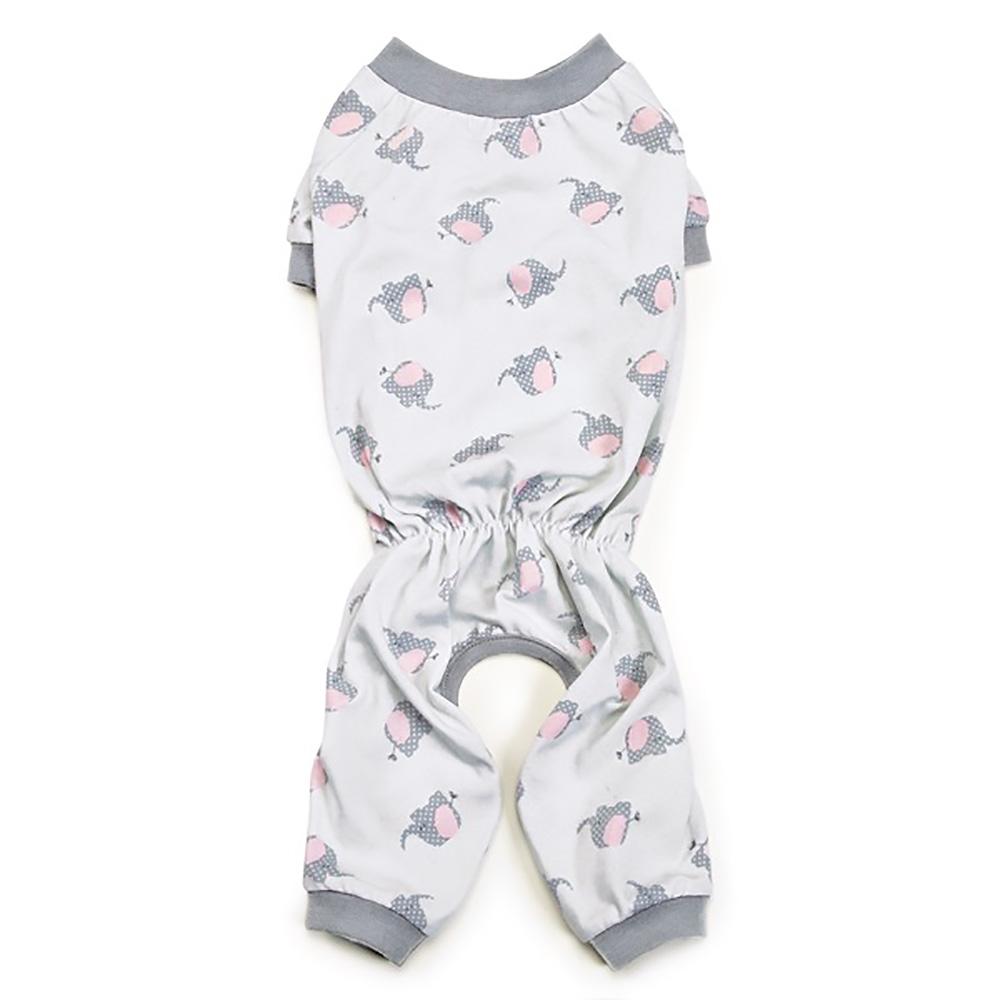 Y Um1123 12 87 Pet Pajamas - Silver With Polka-dot Elephants - Small