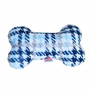 Plush Bone Dog Toy - Blue Plaid - One Size