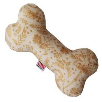 6 In. Plush Bone Dog Toy - Cream Holiday Whimsy