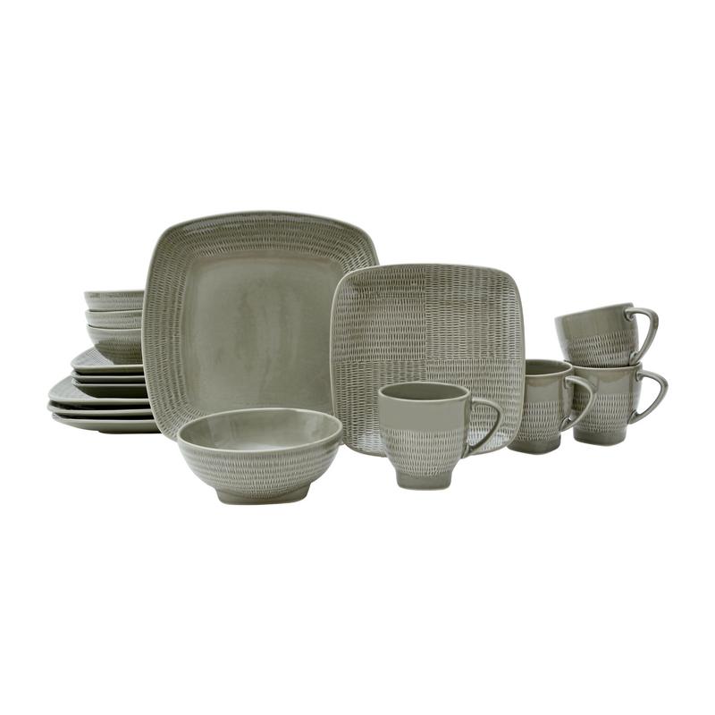 3829tp802acs06 Forge Taupe Square Dinnerware Set - 16 Piece