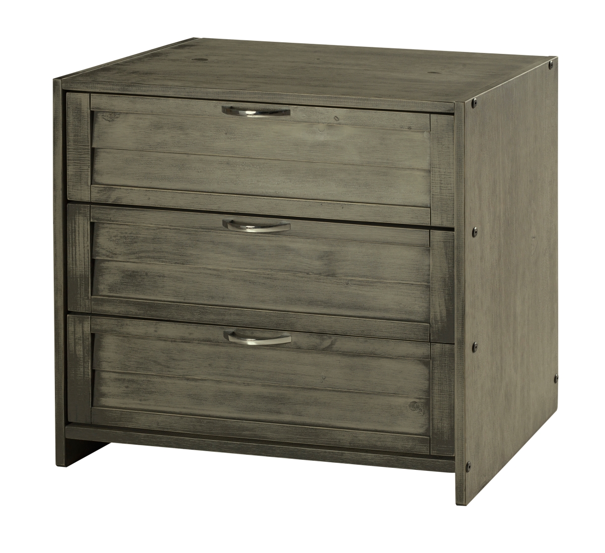 Pd-790b-ag Louver 3 Drawer Chest In Antique Grey