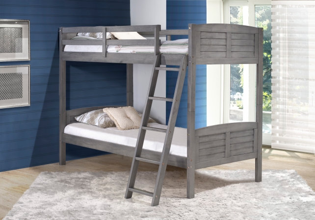 Pd-2010ttag Twin Over Twin Louver Bunk Bed In Antique Grey