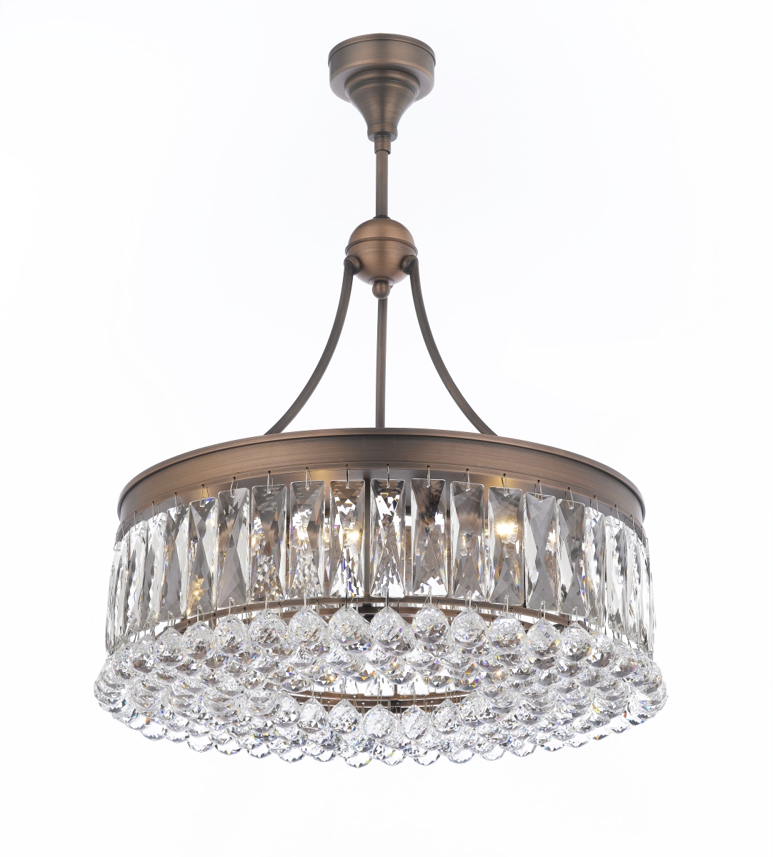 Pwg Lighting 2901-20-ac 20 In. Valencia Hanging Chandelier With Heirloom Grandcut Crystals - Antique Copper