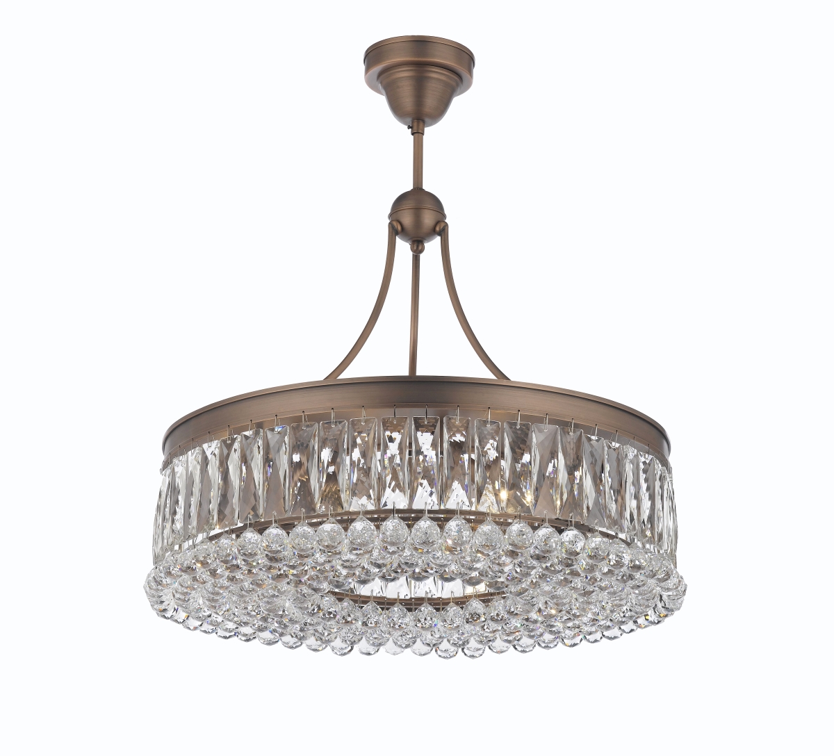 Pwg Lighting 2901-24-ac 24 In. Valencia Hanging Chandelier With Heirloom Grandcut Crystals - Antique Copper
