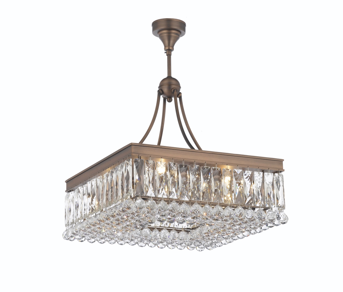 Pwg Lighting 2904-20-ac 20 In. Valencia Hanging Chandelier With Heirloom Grandcut Crystals - Antique Copper