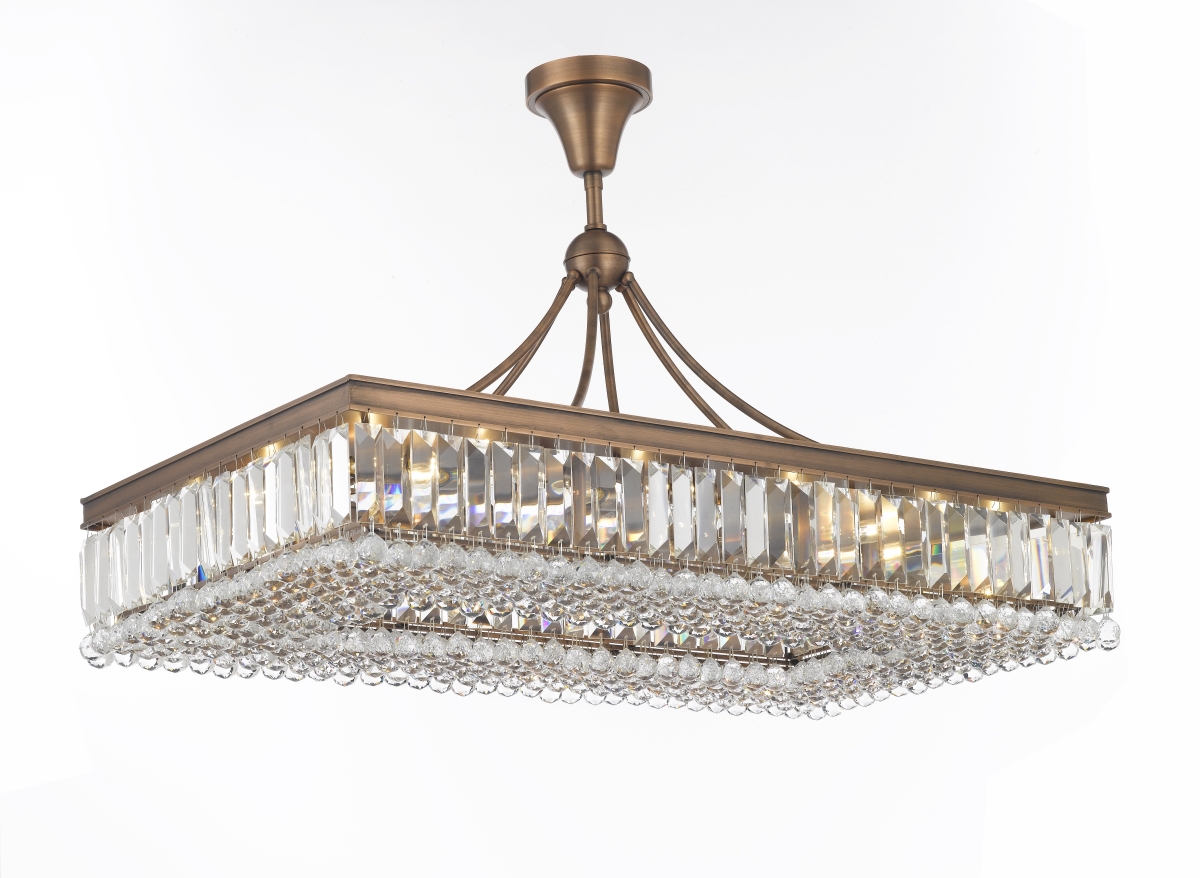 Pwg Lighting 2905-42-ac 42 In. Valencia Hanging Chandelier With Heirloom Grandcut Crystals - Antique Copper