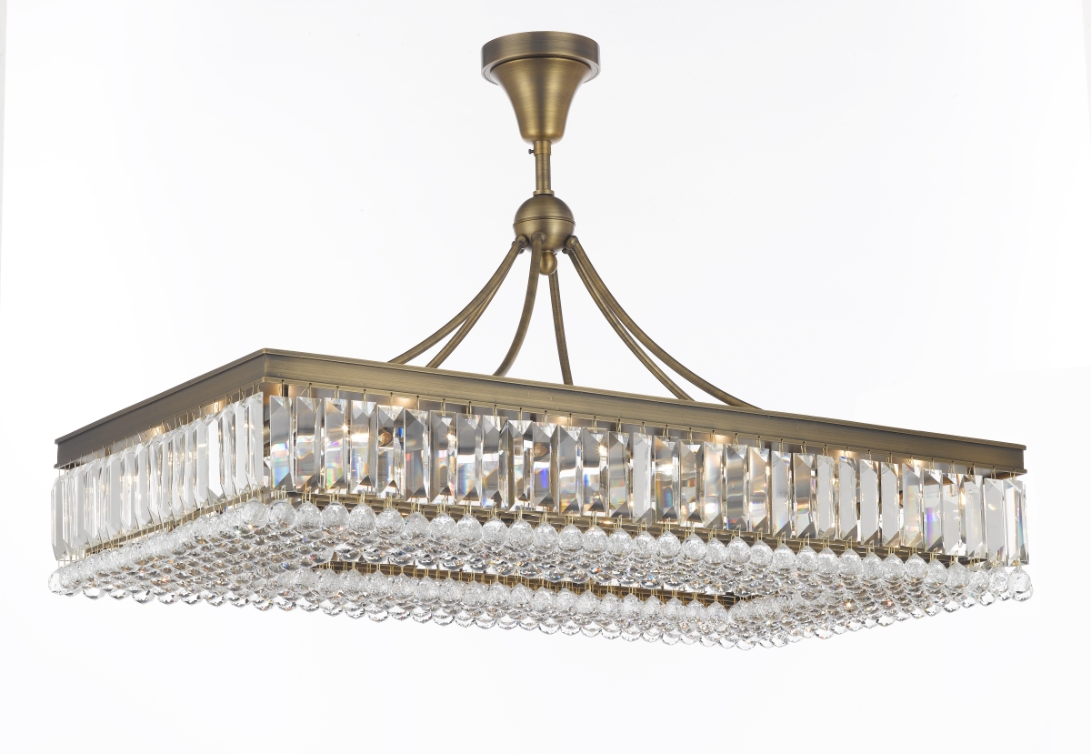 Pwg Lighting 2905-42-ag 42 In. Valencia Hanging Chandelier With Heirloom Grandcut Crystals - Antique Gold