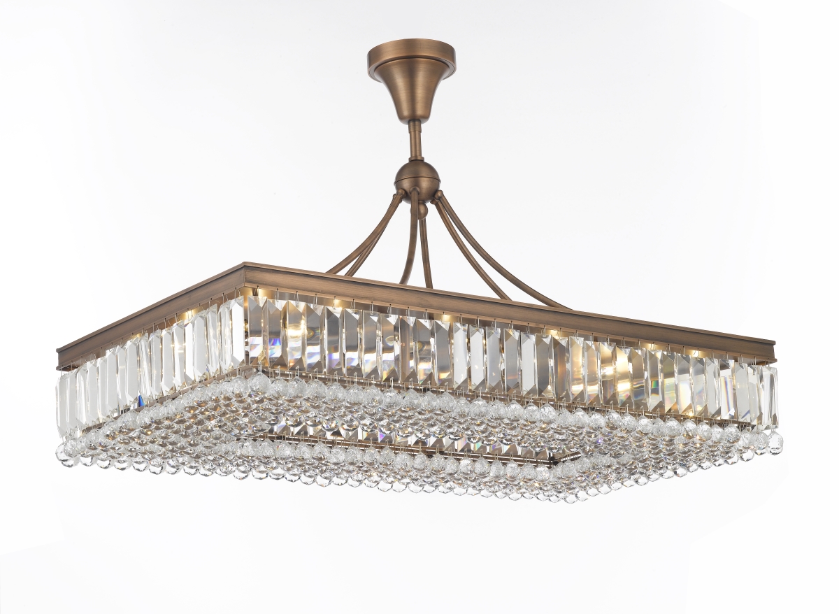 Pwg Lighting 2905-48-ac 48 In. Valencia Hanging Chandelier With Heirloom Grandcut Crystals - Antique Copper
