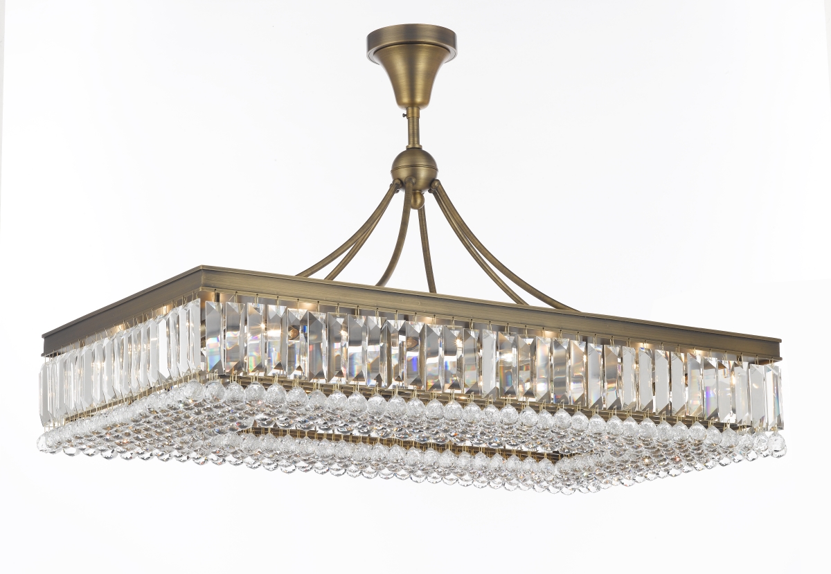 Pwg Lighting 2905-48-ag 48 In. Valencia Hanging Chandelier With Heirloom Grandcut Crystals - Antique Gold