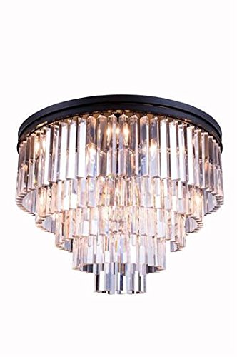 26 In. Metro - Flush Mount With Heirloom Handcut Clear Crystal, Mocha Brown