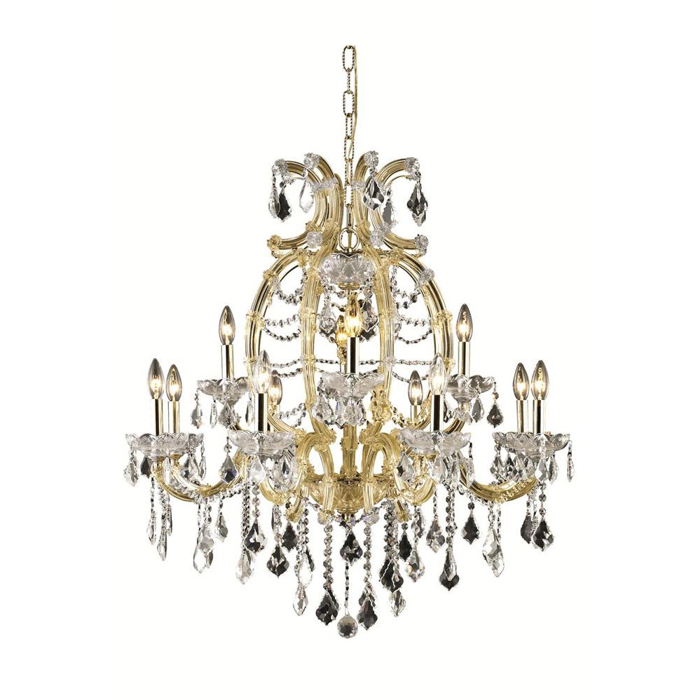 2380d33g-ss 33.5 In. Karla - Hanging Fixture Swarovski Elements Crystals, Gold