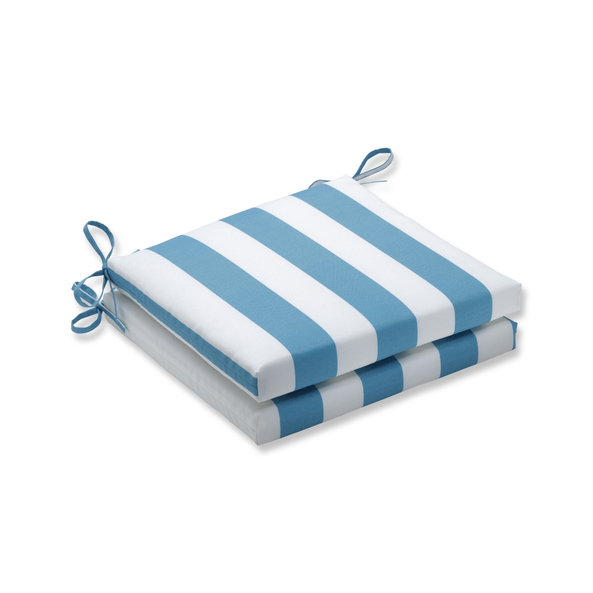 20 X 20 X 3 In. Outdoor & Indoor Cabana Stripe Turquoise Squared Corners Seat Cushion, Blue - Set Of 2