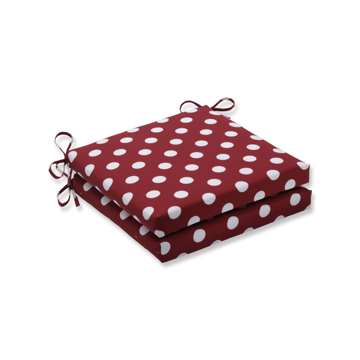 20 X 20 X 3 In. Outdoor & Indoor Polka Dot Squared Corners Seat Cushion, Red - Set Of 2