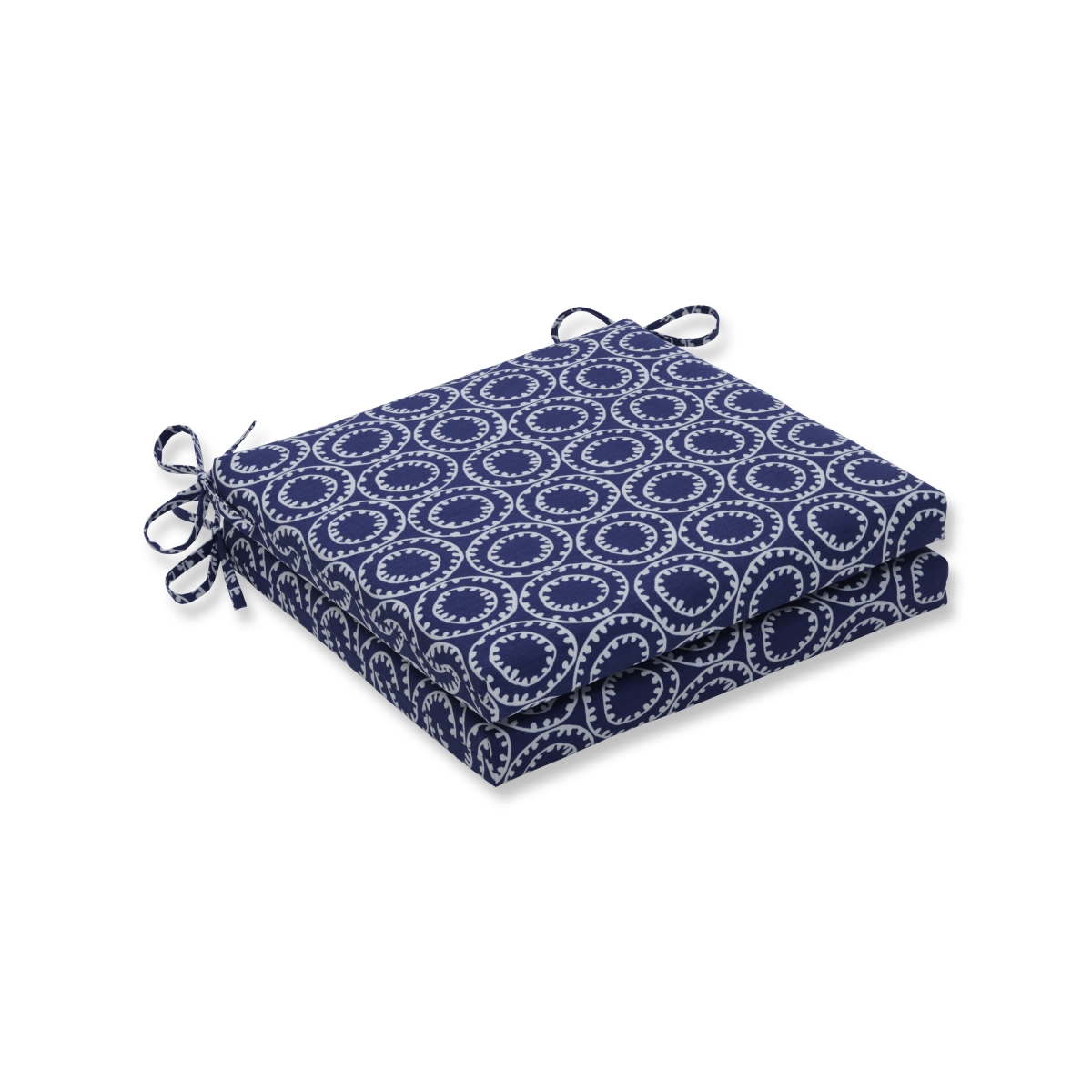 20 X 20 X 3 In. Outdoor & Indoor Ring A Bell Navy Squared Corners Seat Cushion, Blue - Set Of 2