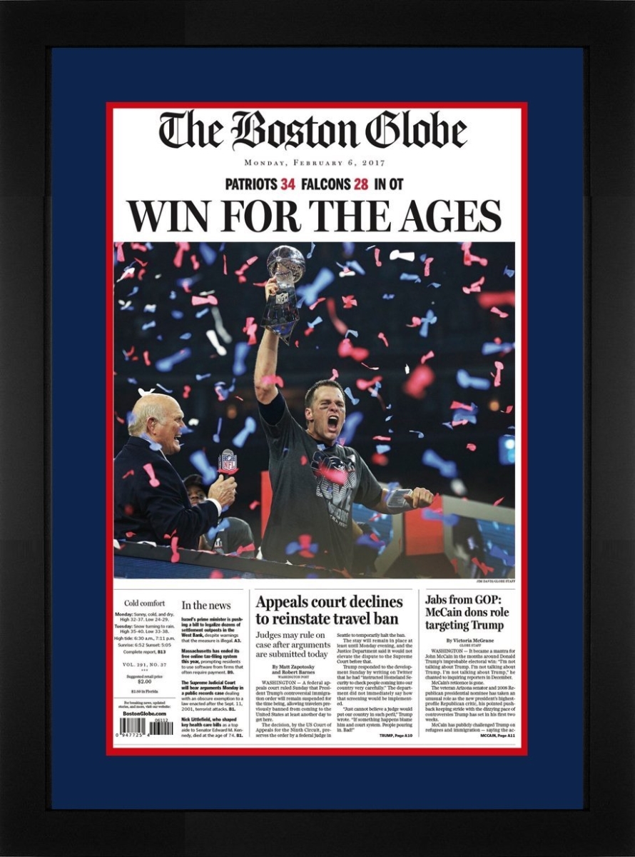 102902760 Tom Brady Winning Framed Newspaper Photo
