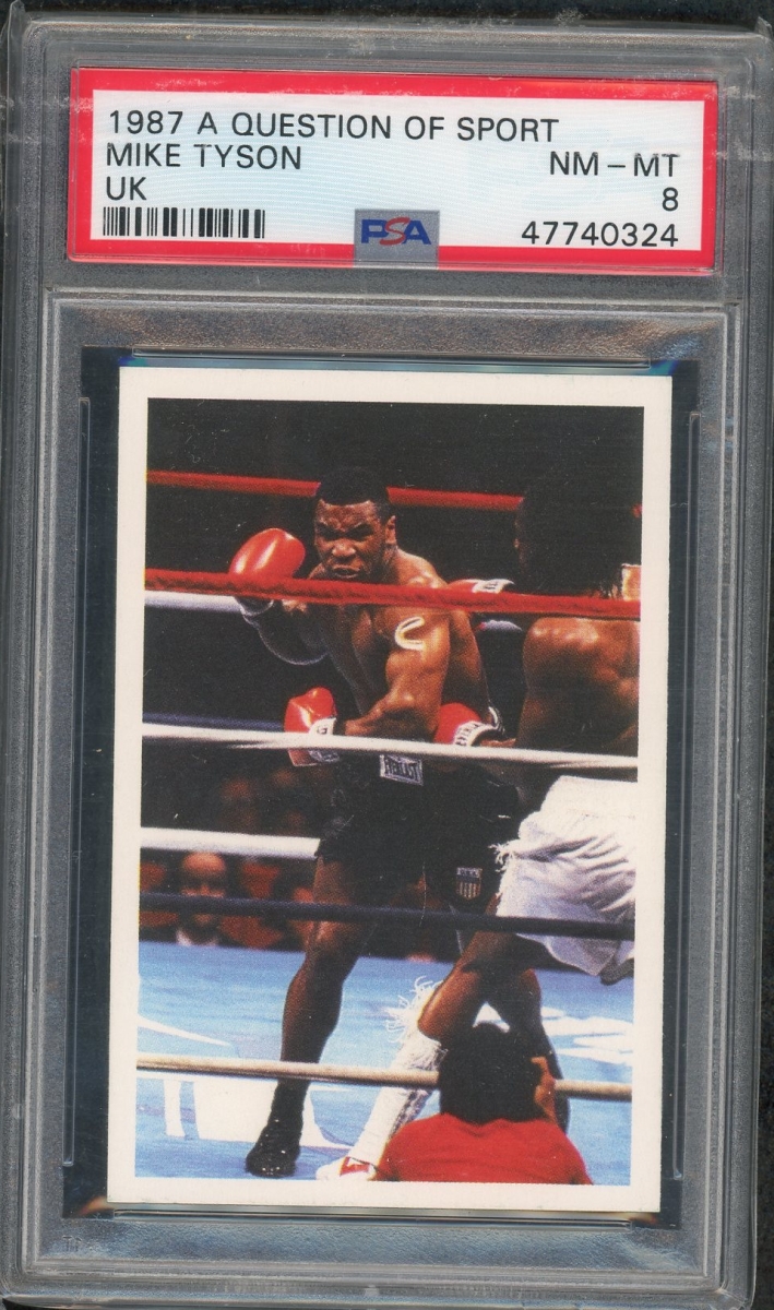 112742150 Mike Tyson 1987 A Question of Sport UK Boxing Rookie Card RC Graded PSA 8