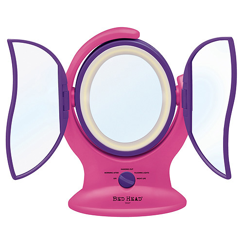 Self Absorbed 3 Panel Lighted Mirror, Pink & Purple