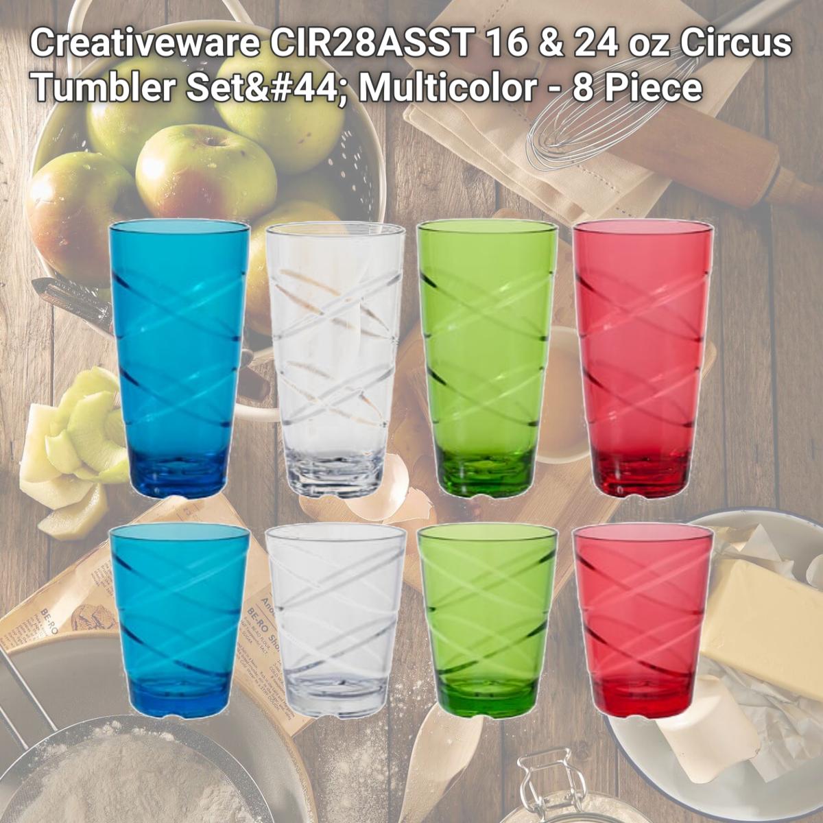 Picture of Creativeware CIR28ASST 16 & 24 oz Circus Tumbler Set, Multicolor - 8 Piece