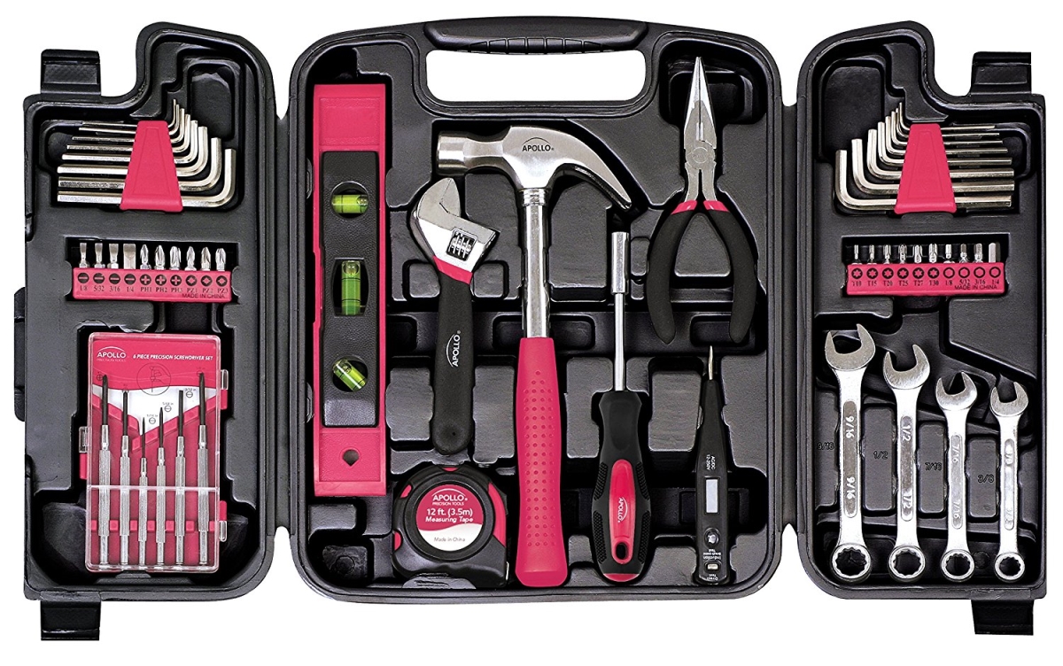 Dt-9408p 53-piece Household Tool Kit Pink