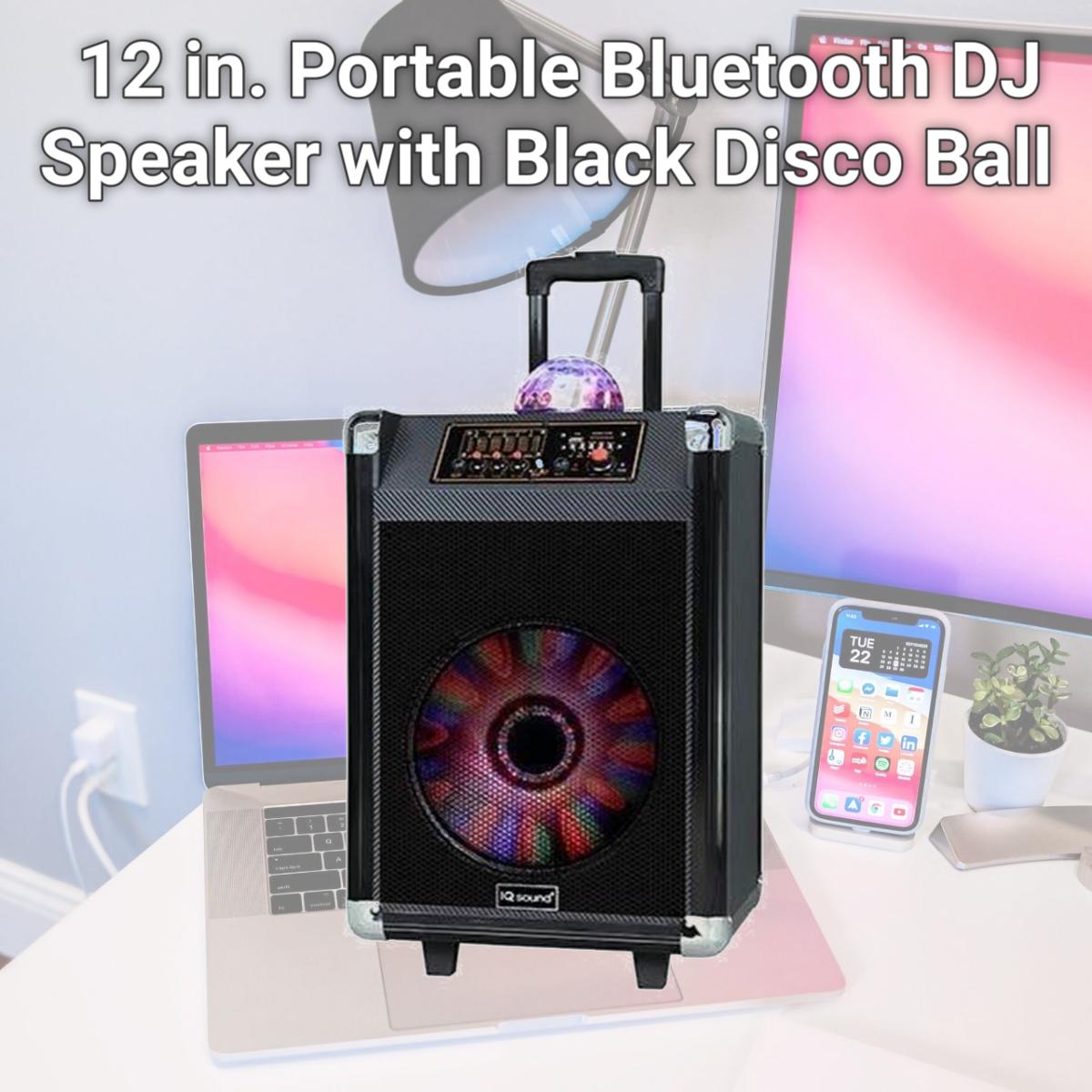 Picture of Supersonic IQ-3612DJBTBK 12 in. Portable Bluetooth DJ Speaker with Black Disco Ball