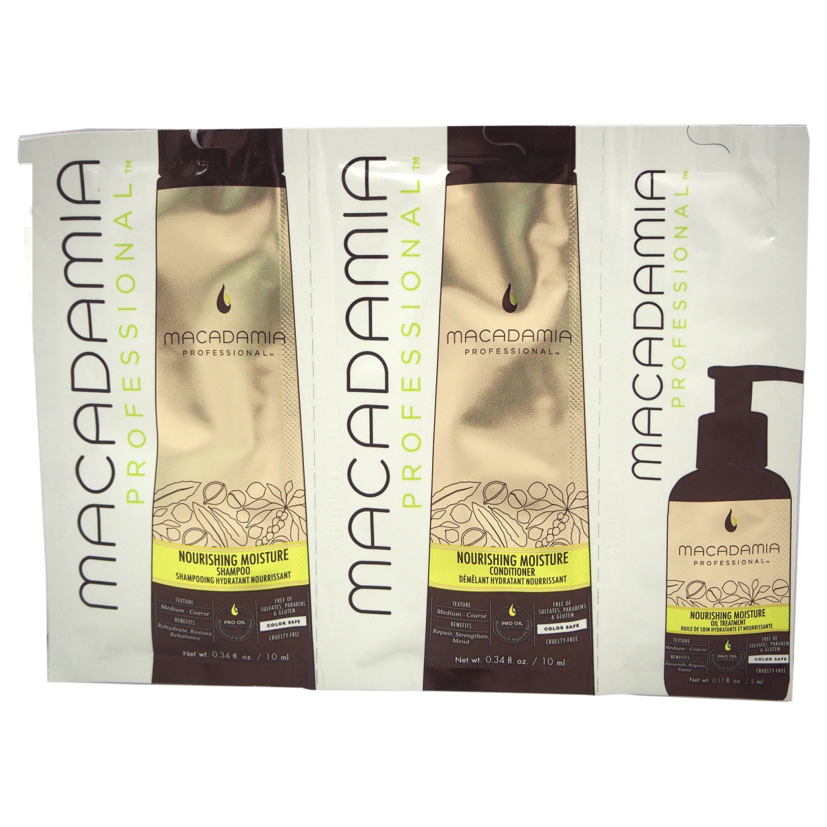 Macadamia U-hc-10686 3 Piece Unisex Professional Nourishing Moisture Shampoo, Conditioner & Oil Treatment Kit