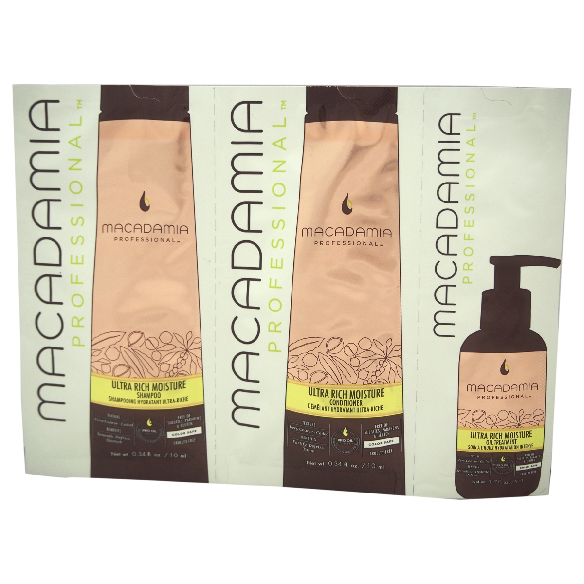 Macadamia U-hc-10687 3 Piece Unisex Professional Ultra Rich Moisture Shampoo, Conditioner & Oil Treatment Kit