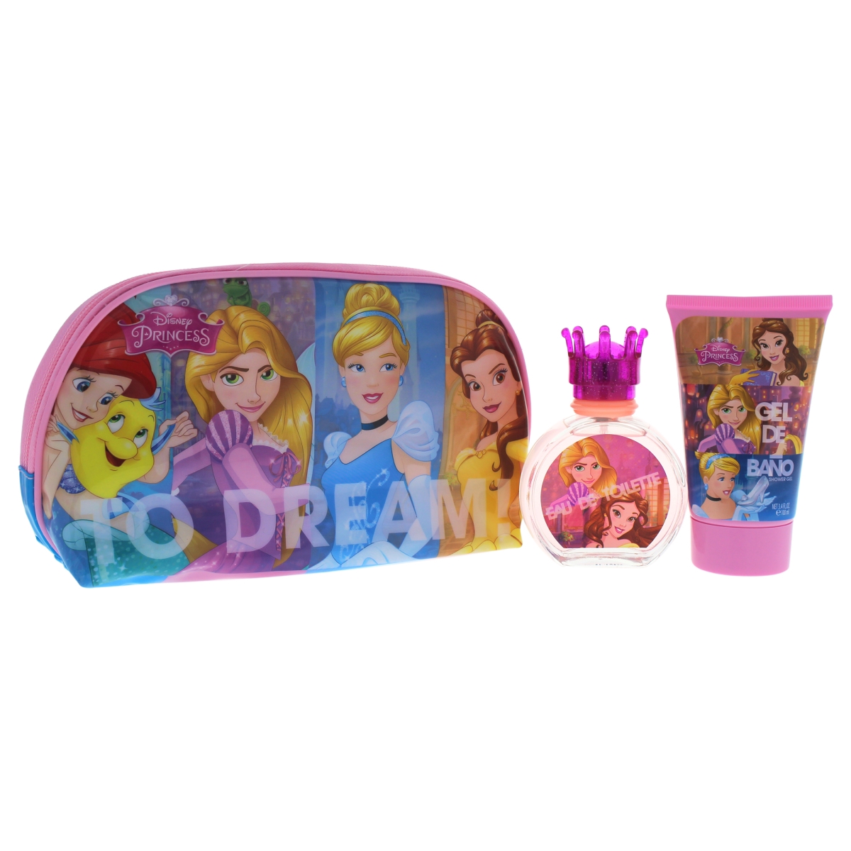 K-gs-2051 Princess For Kids Gift Set 1.7 Oz Eau De Toilette Spray, 3.4 Oz Shower Gel & Toiletry Bag - 3 Piece