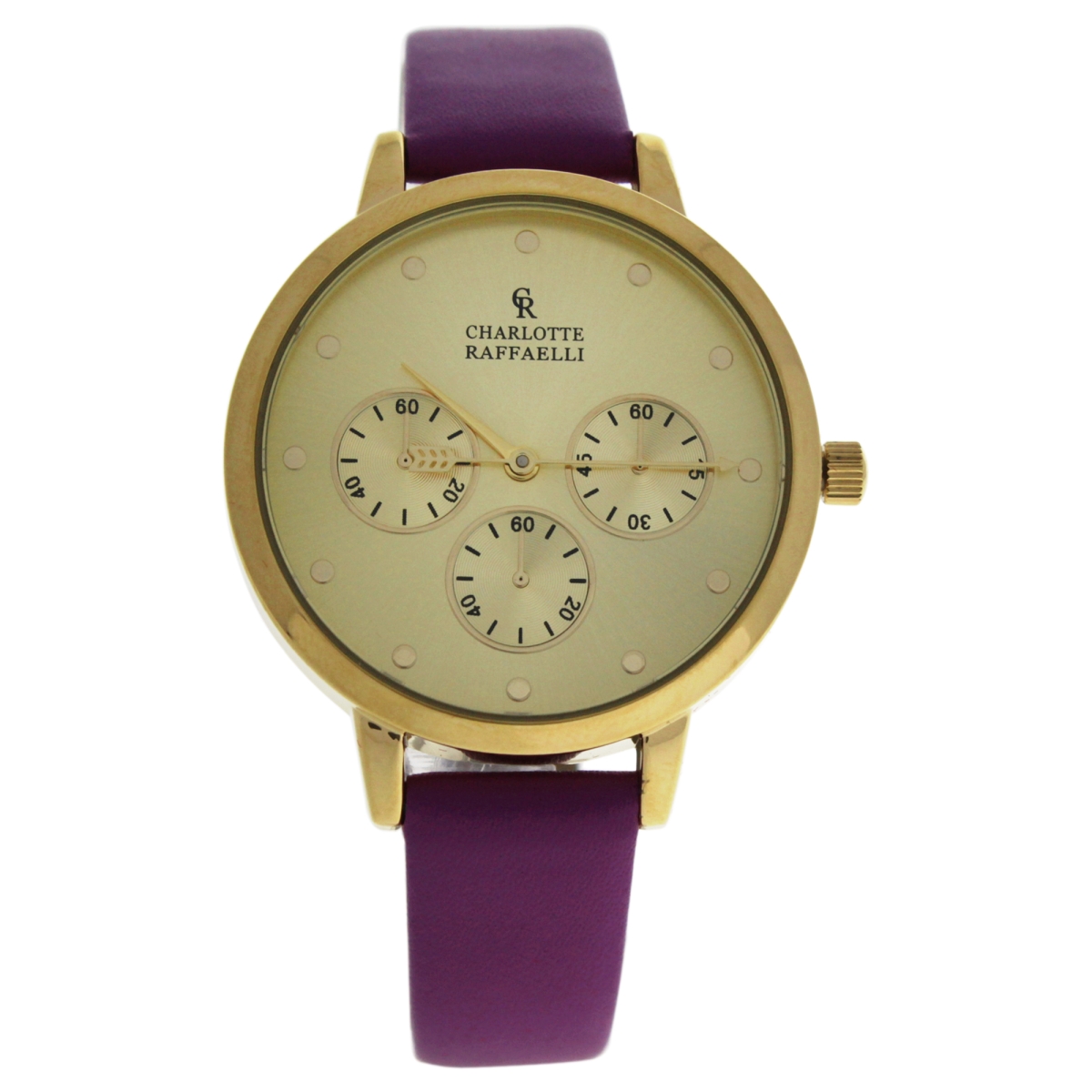 W-wat-1514 Leather Strap Watch For Women Watch, Gold & Purple