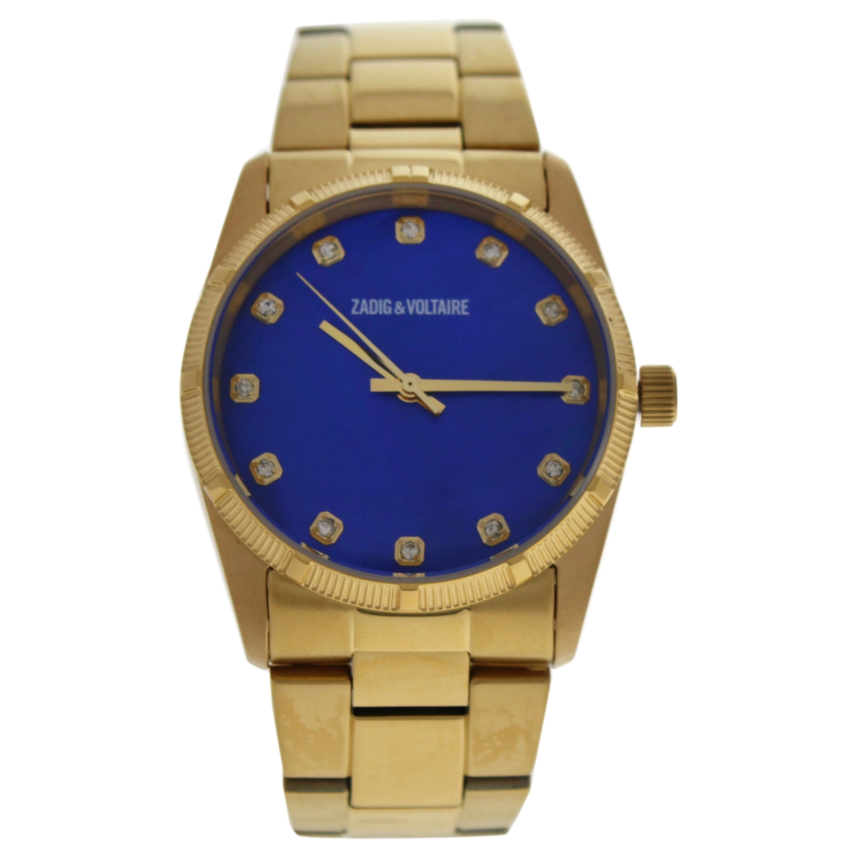 U-wat-1059 Zvf220 Gold Stainless Steel Bracelet Watch For Unisex - Blue Dial