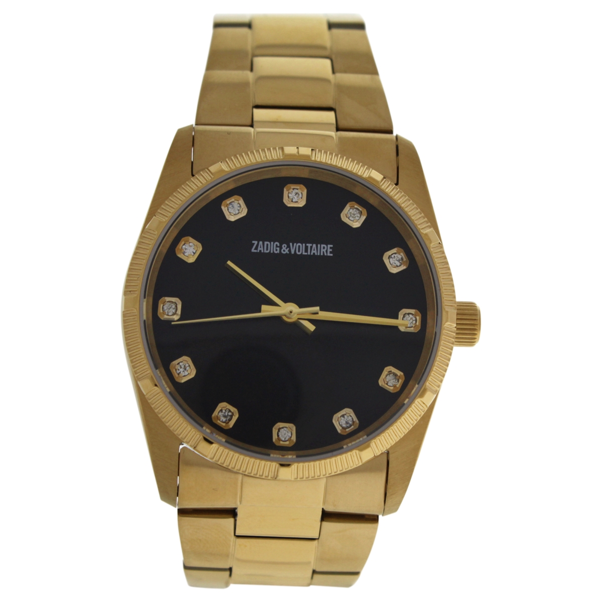 U-wat-1058 Zvf221 Gold Stainless Steel Bracelet Watch For Unisex - Black Dial