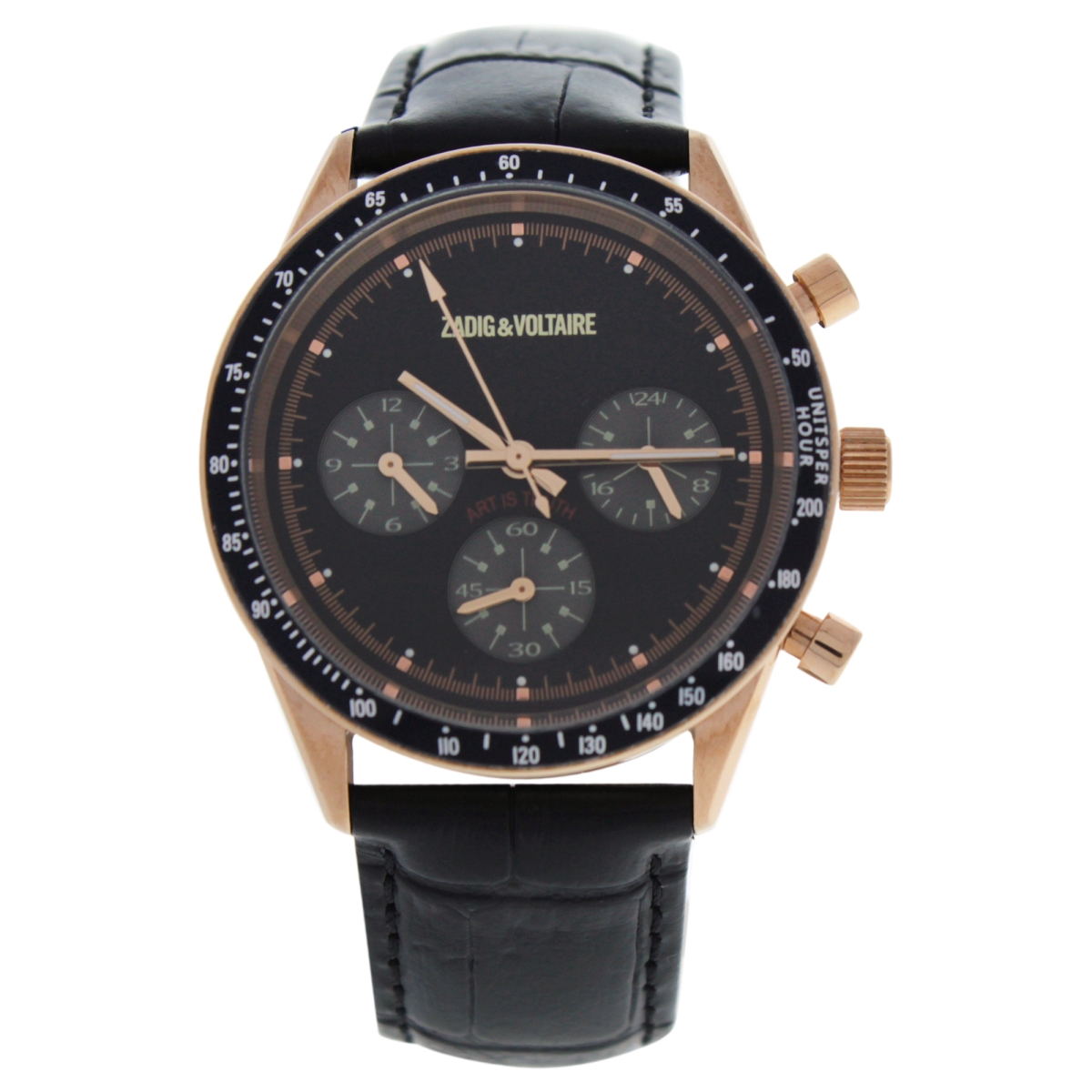 M-wat-1348 Zvm115 Black Leather Strap Wactch For Women - Rose Gold