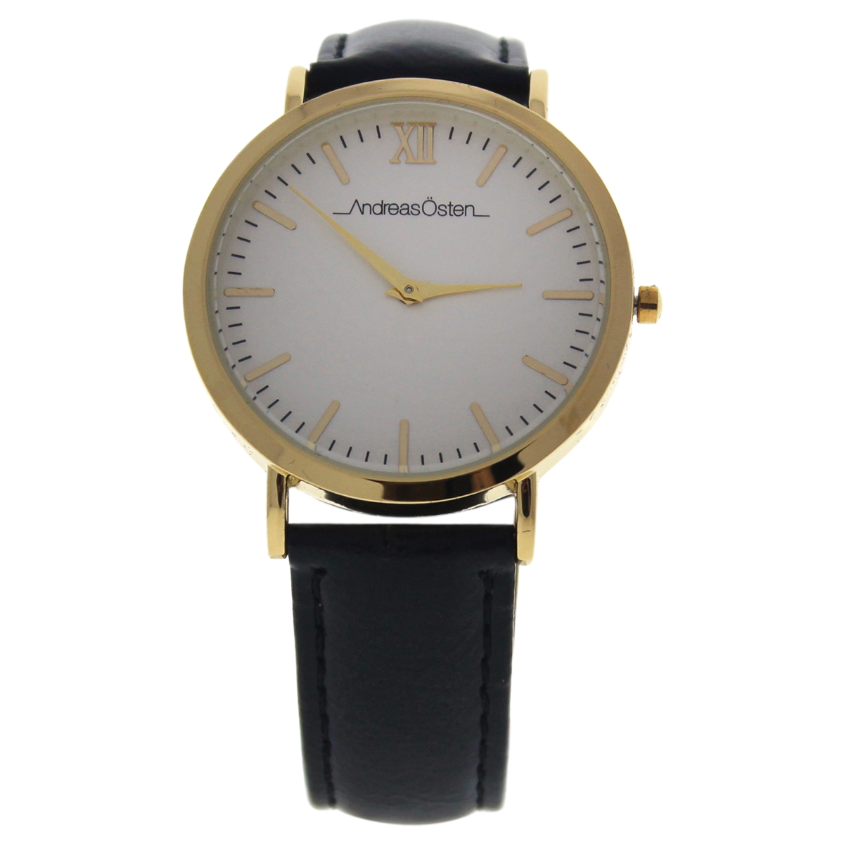 U-wat-1050 Klassisk Gold & Black Leather Strap Watch For Unisex, Ao-02