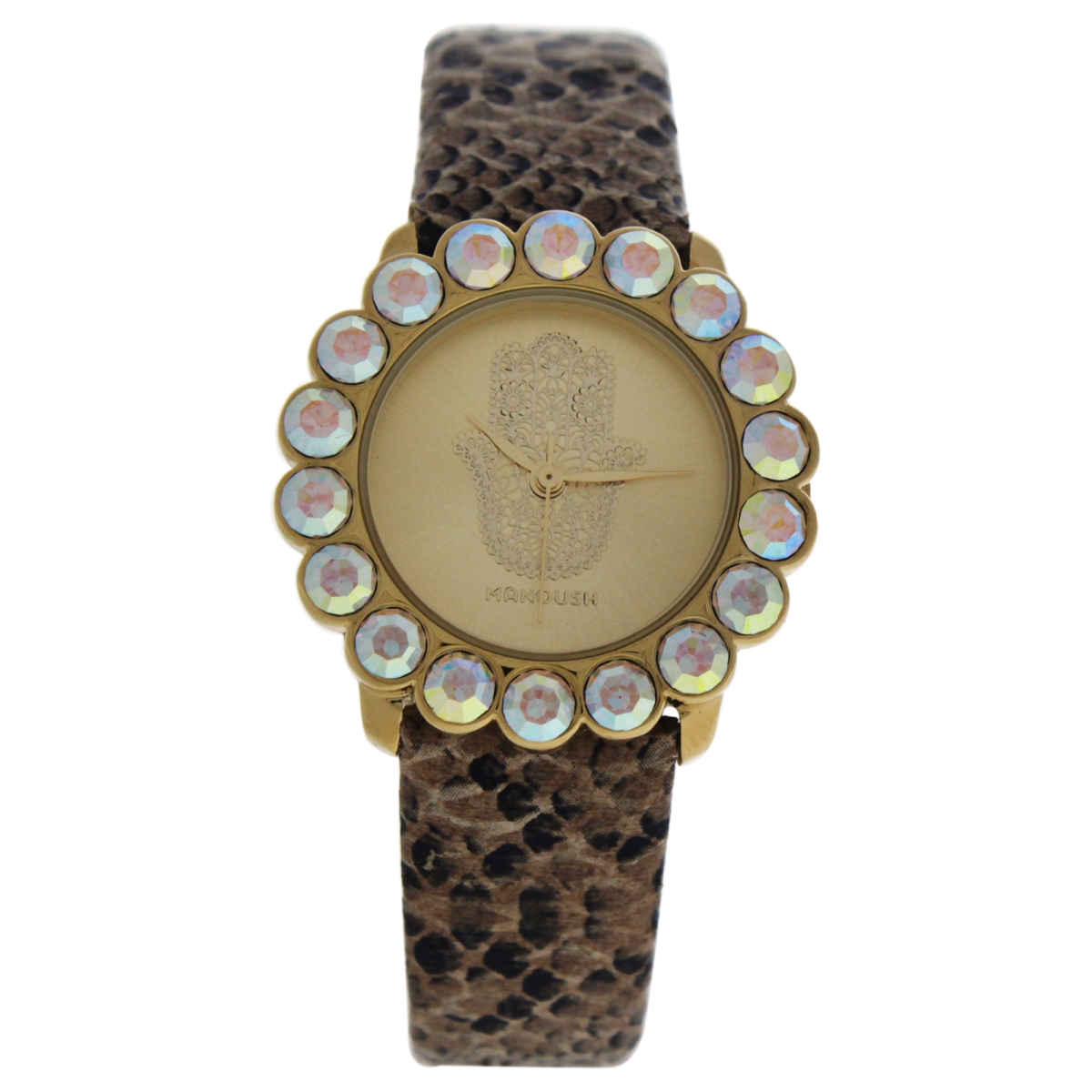 W-wat-1504 Mshscgl Scarlett - Leather Strash Watch For Women, Gold Crocodile