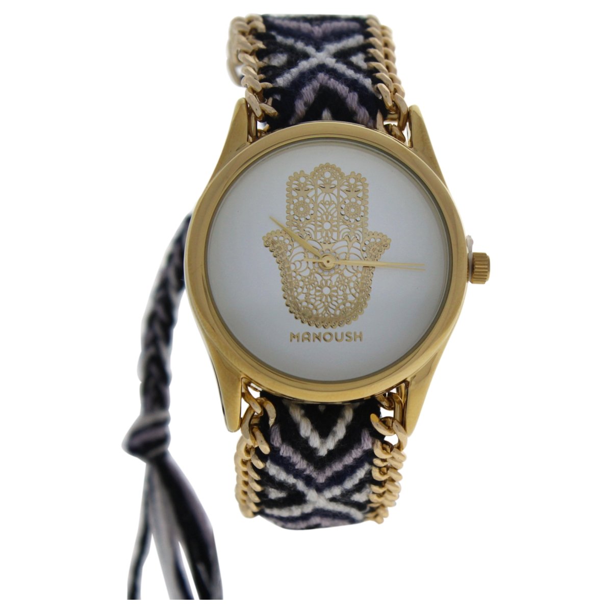 W-wat-1534 Mshhiwh Hindi Hand - Nylon Strap Watch For Women, Gold&black