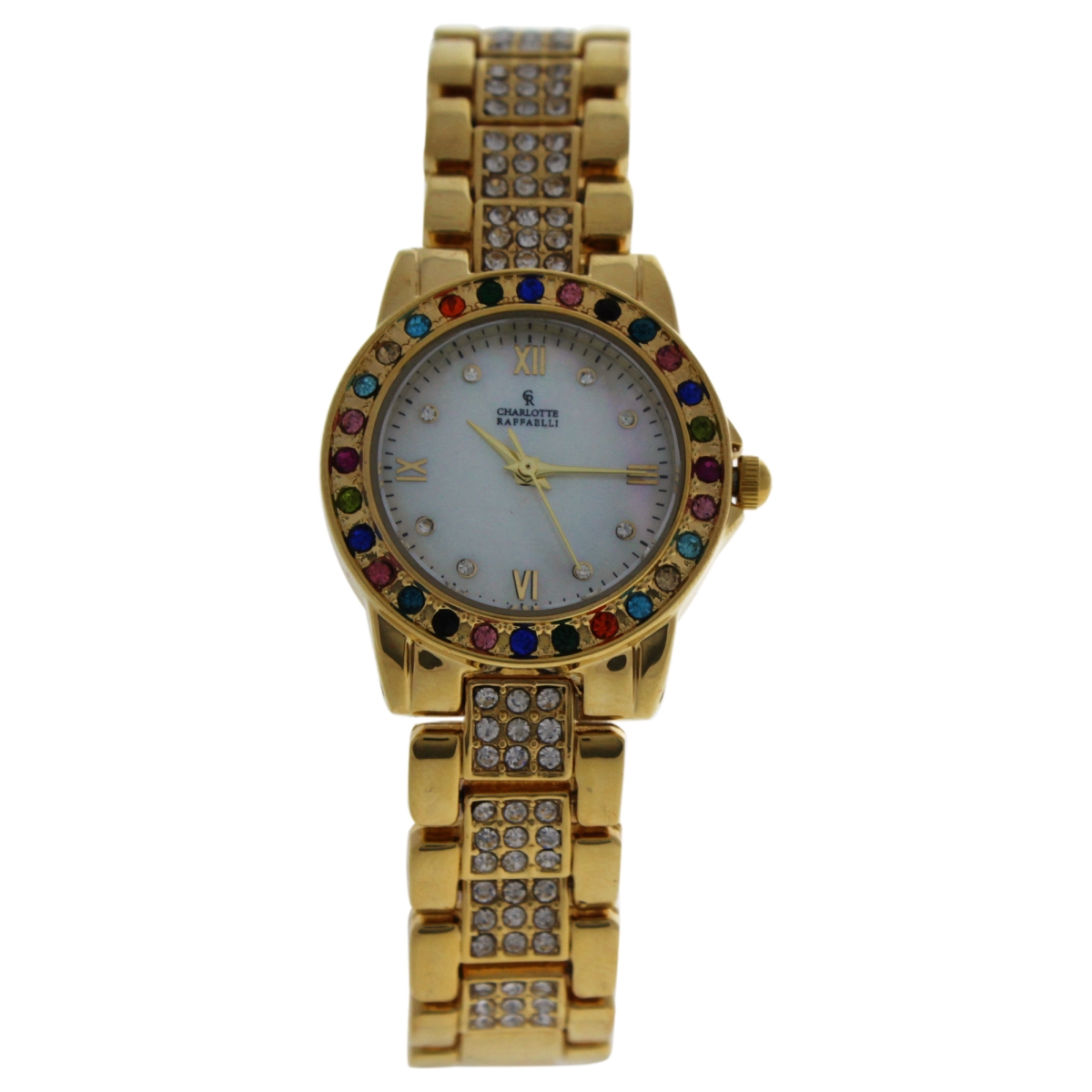 W-wat-1443 Gold & Multicolor Stainless Steel Bracelet Watch For Women - Crm001