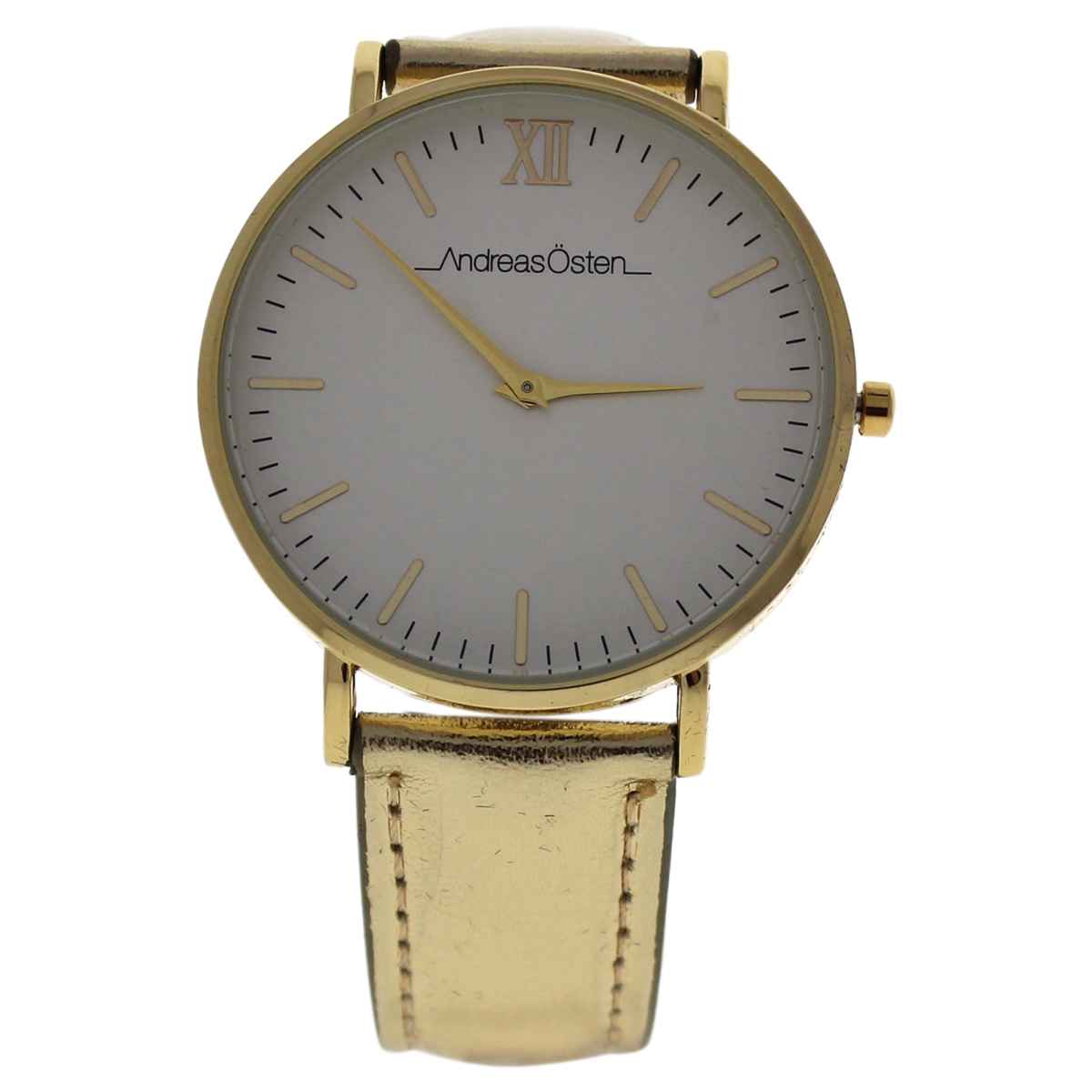 W-wat-1451 Hygge Gold & White Dial Leather Strap Watch For Women, Ao-188