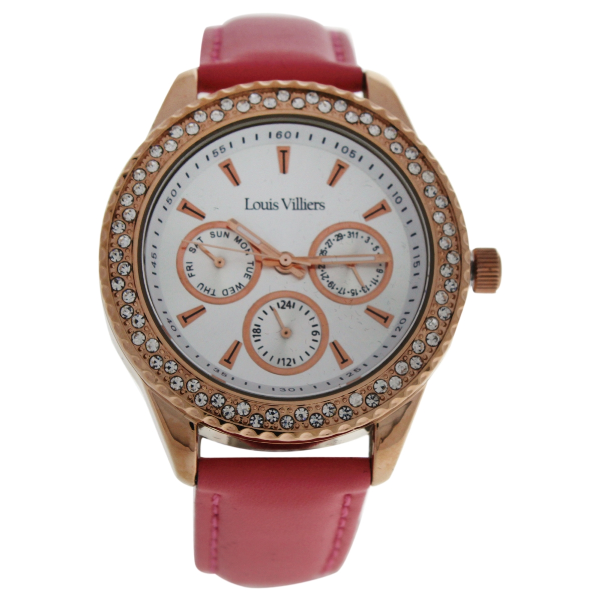 W-wat-1495 Lv2079 Leather Strap Watch For Women, Rose Gold&pink