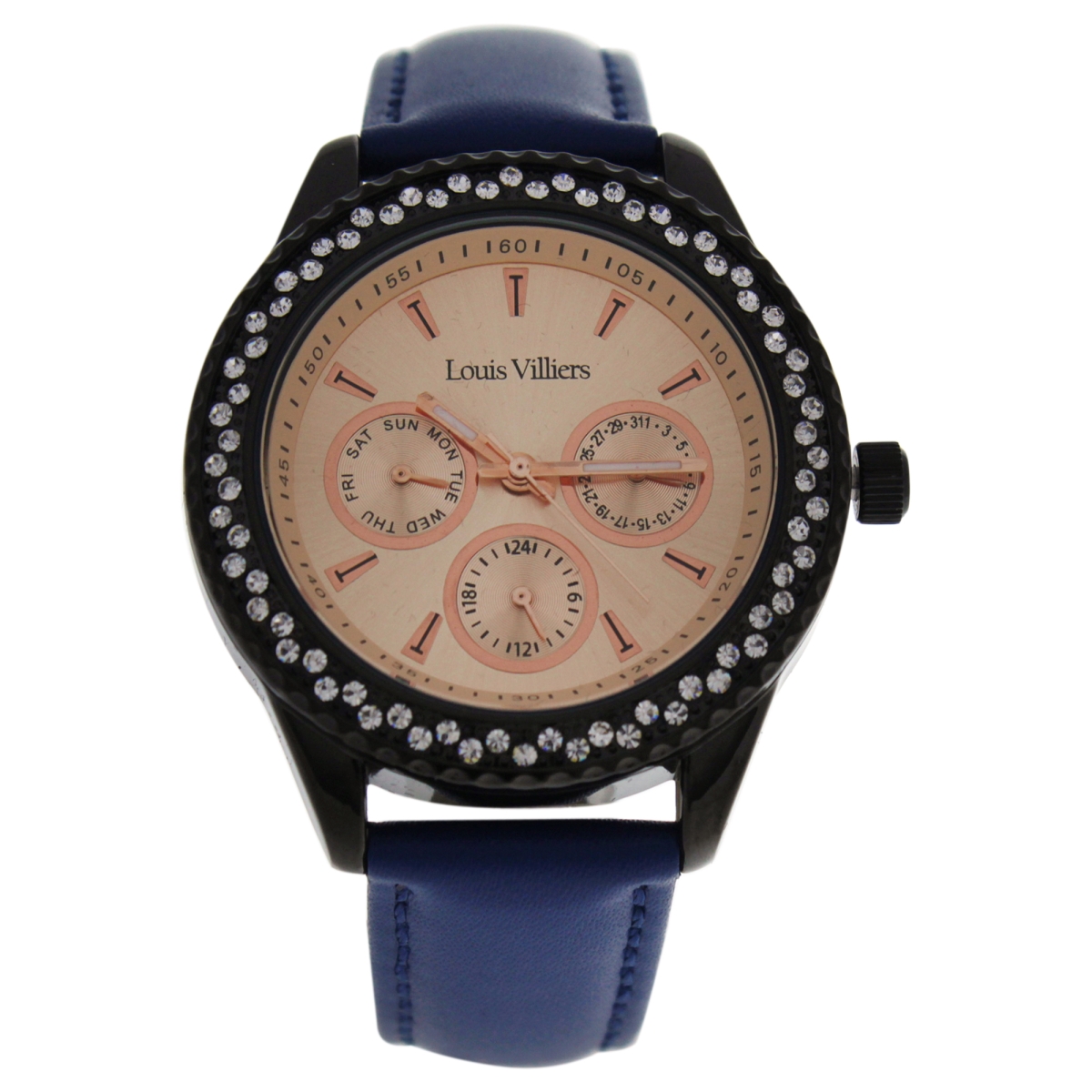 W-wat-1496 Lv2081 Leather Strap Watch For Women, Black&blue