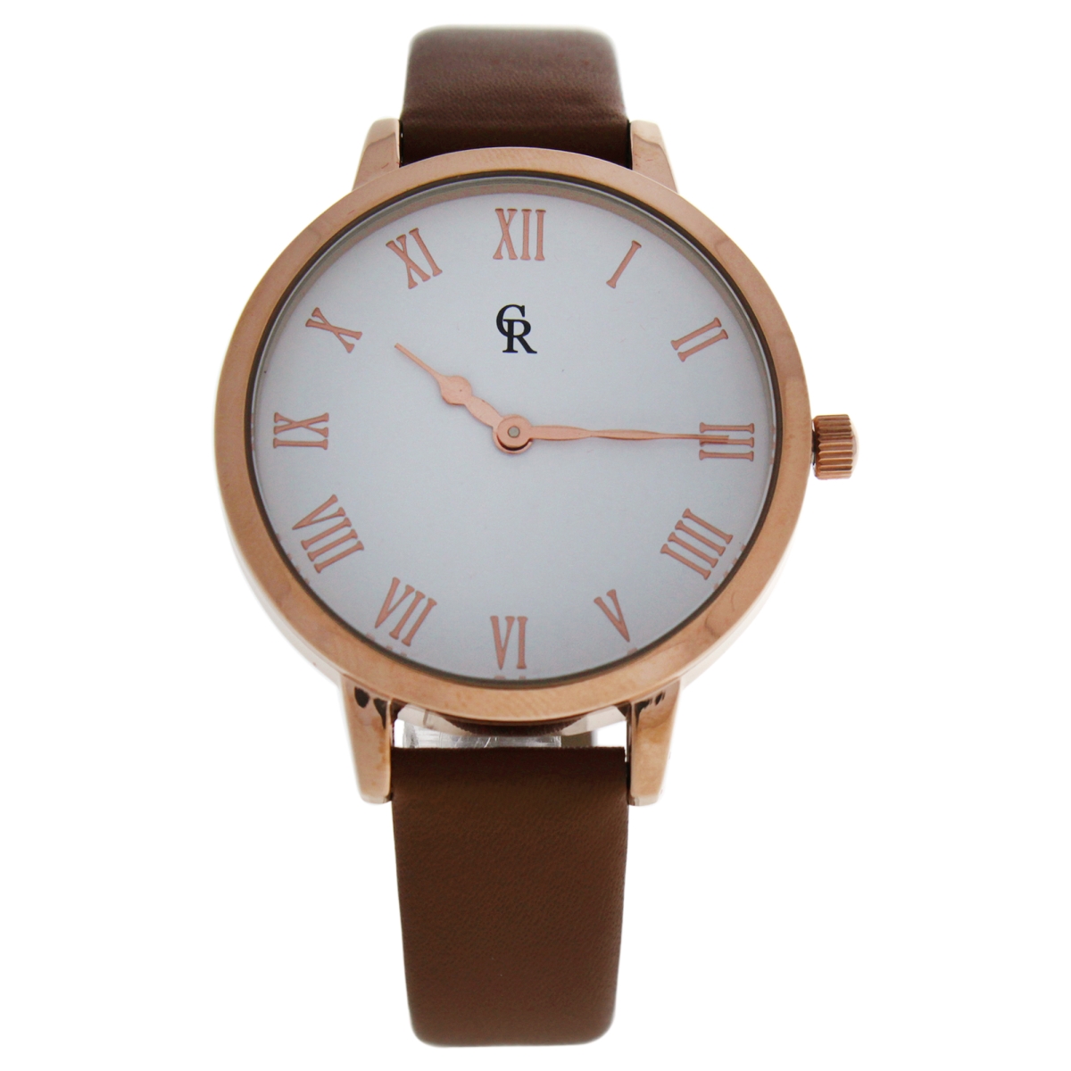 W-wat-1506 La Basic - Rose Gold & Brown Leather Strap Watch For Women - Crb003
