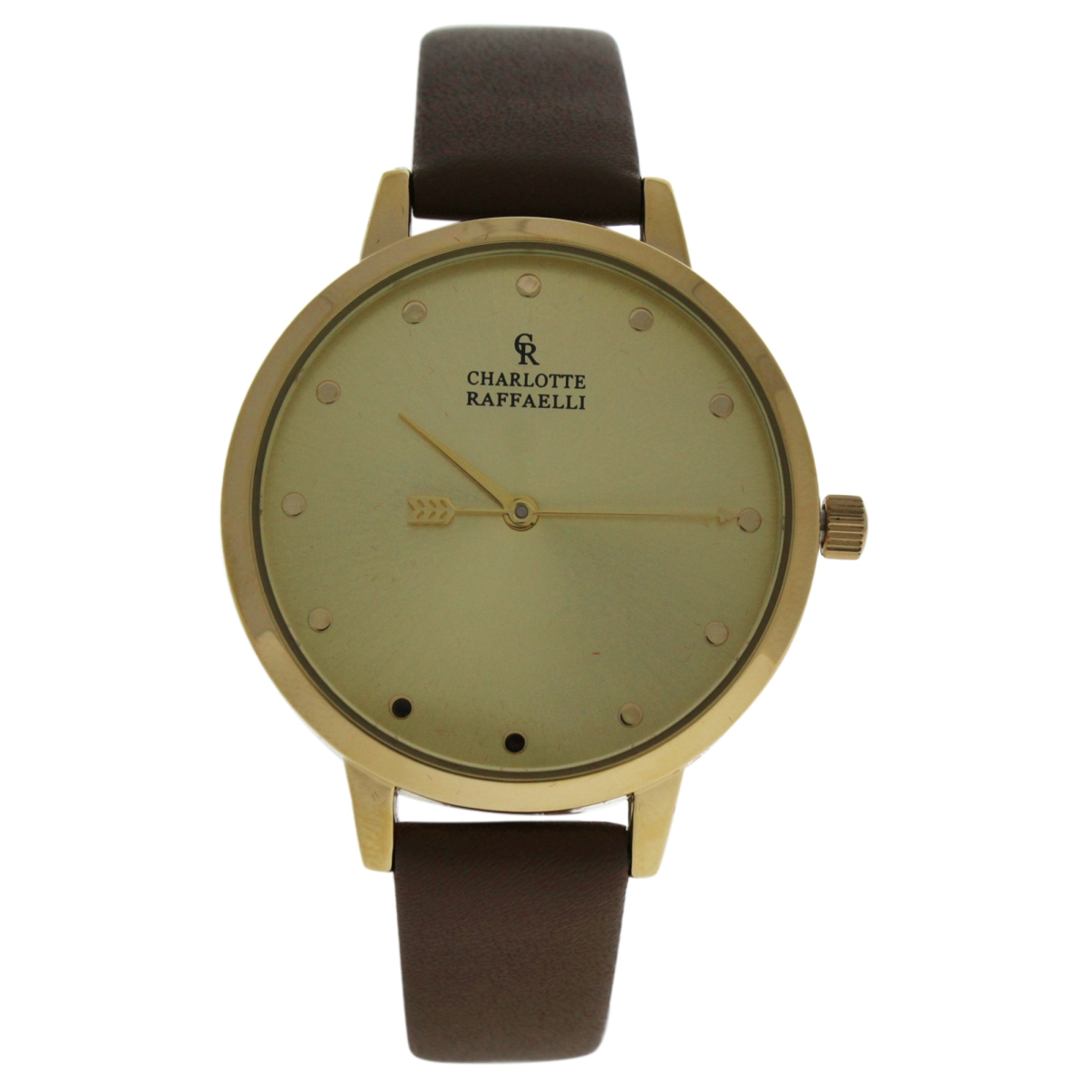 W-wat-1508 La Basic - Gold & Brown Leather Strap Watch For Women - Crb005