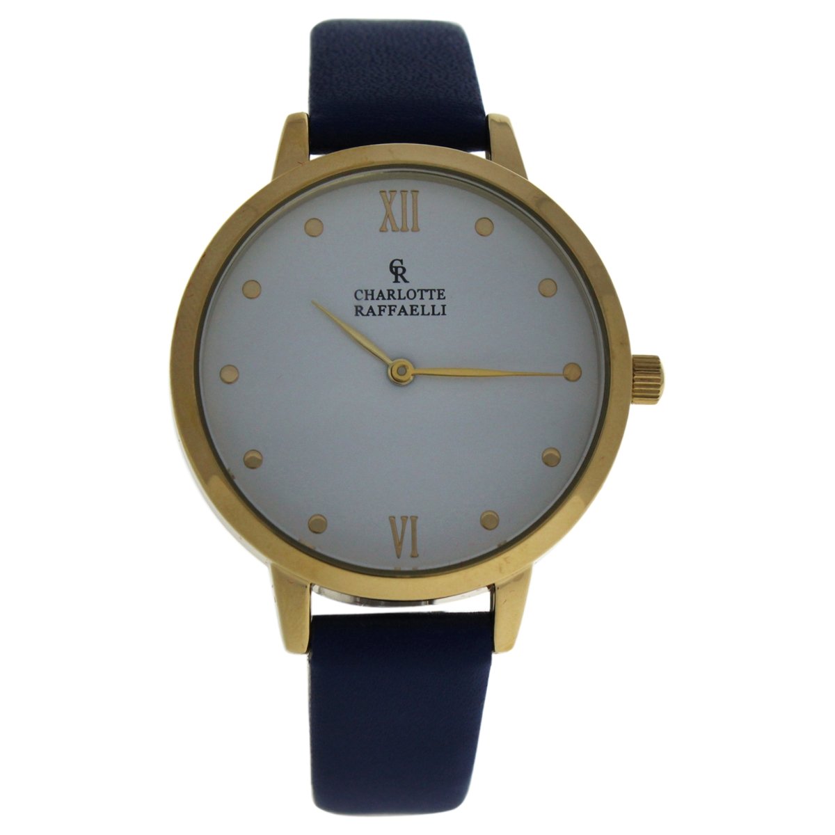 W-wat-1510 La Basic - Gold & Blue Leather Strap Watch For Women - Crb008