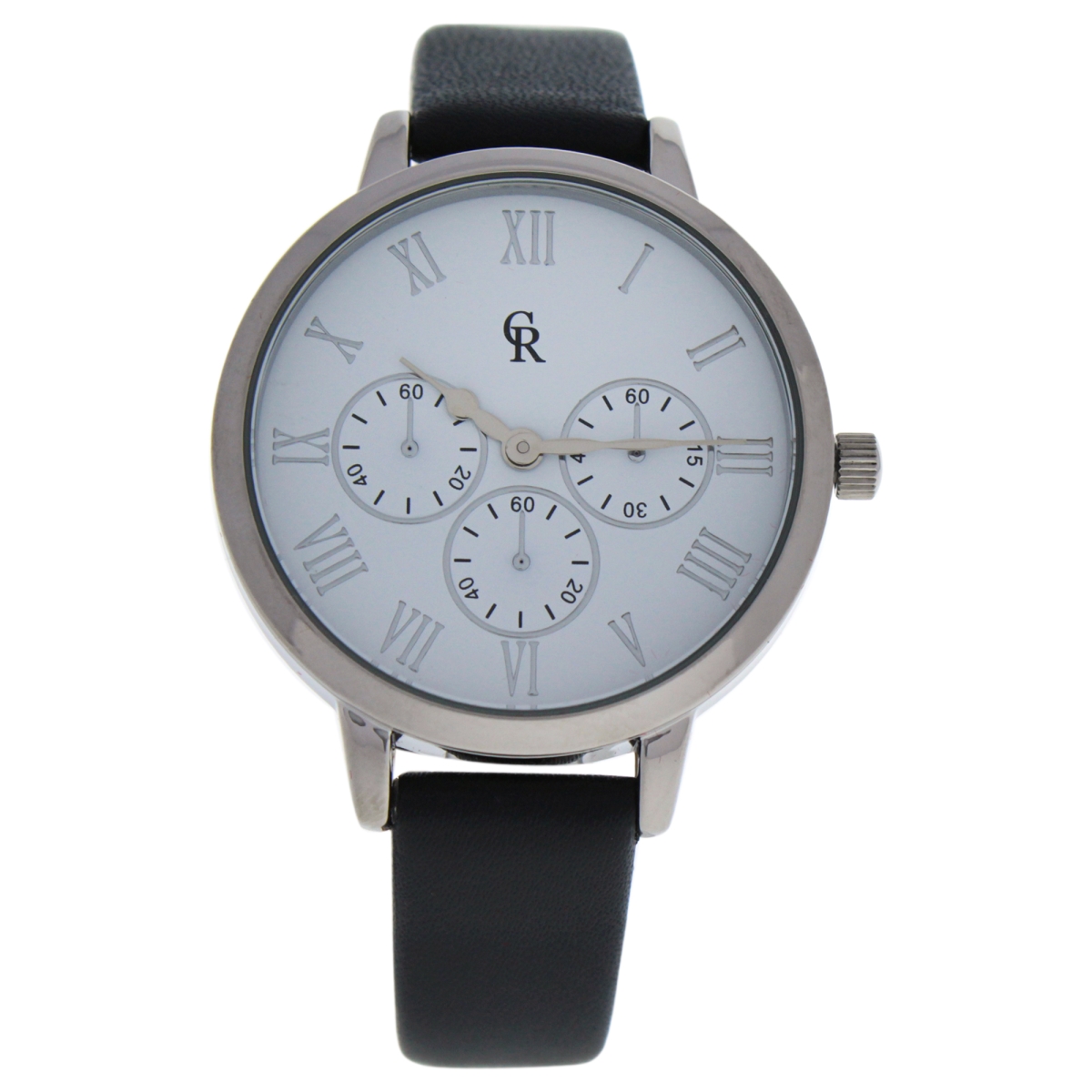 W-wat-1511 La Basic - Silver & Grey Leather Strap Watch For Women - Crb010
