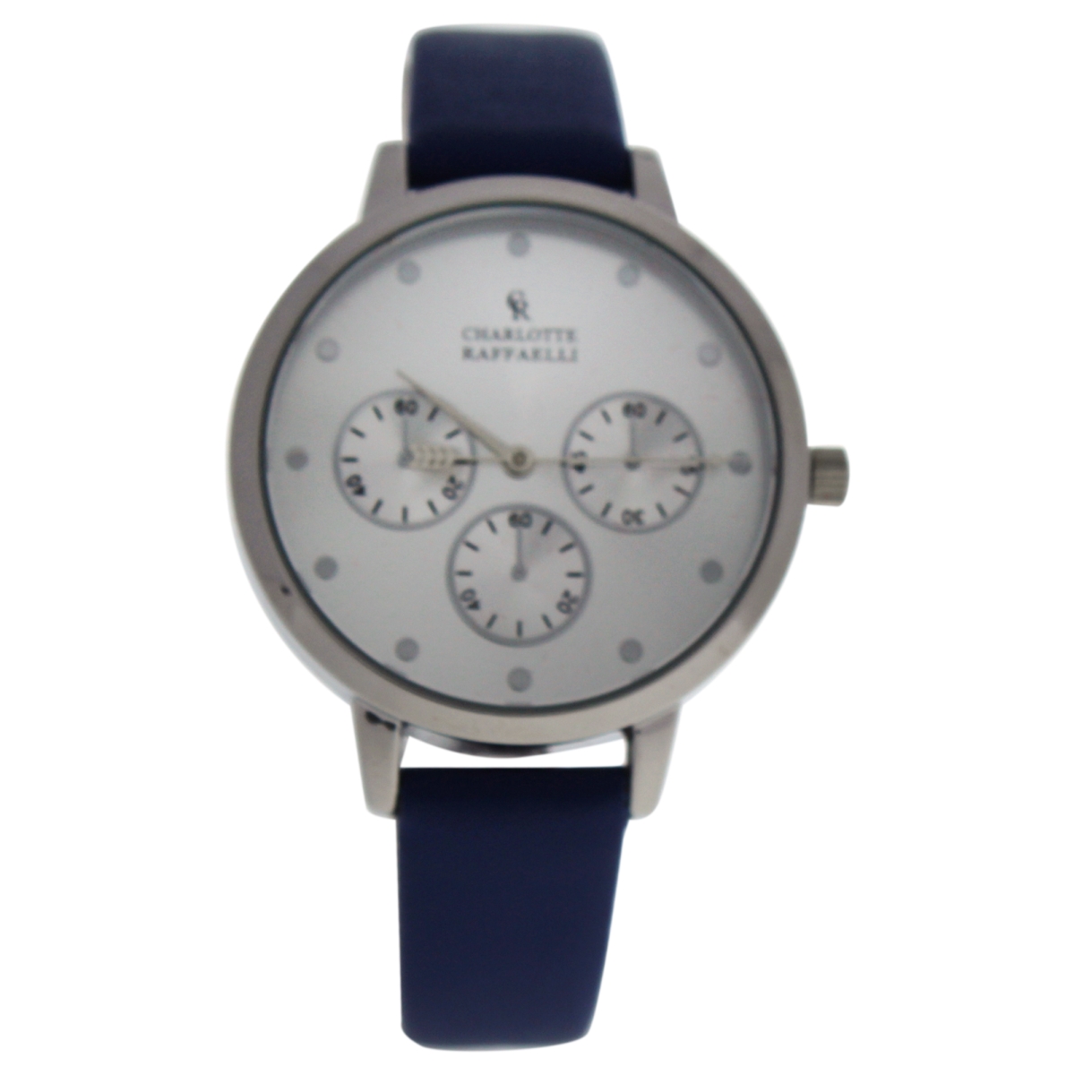 W-wat-1513 La Basic - Silver & Blue Leather Strap Watch For Women - Crb013