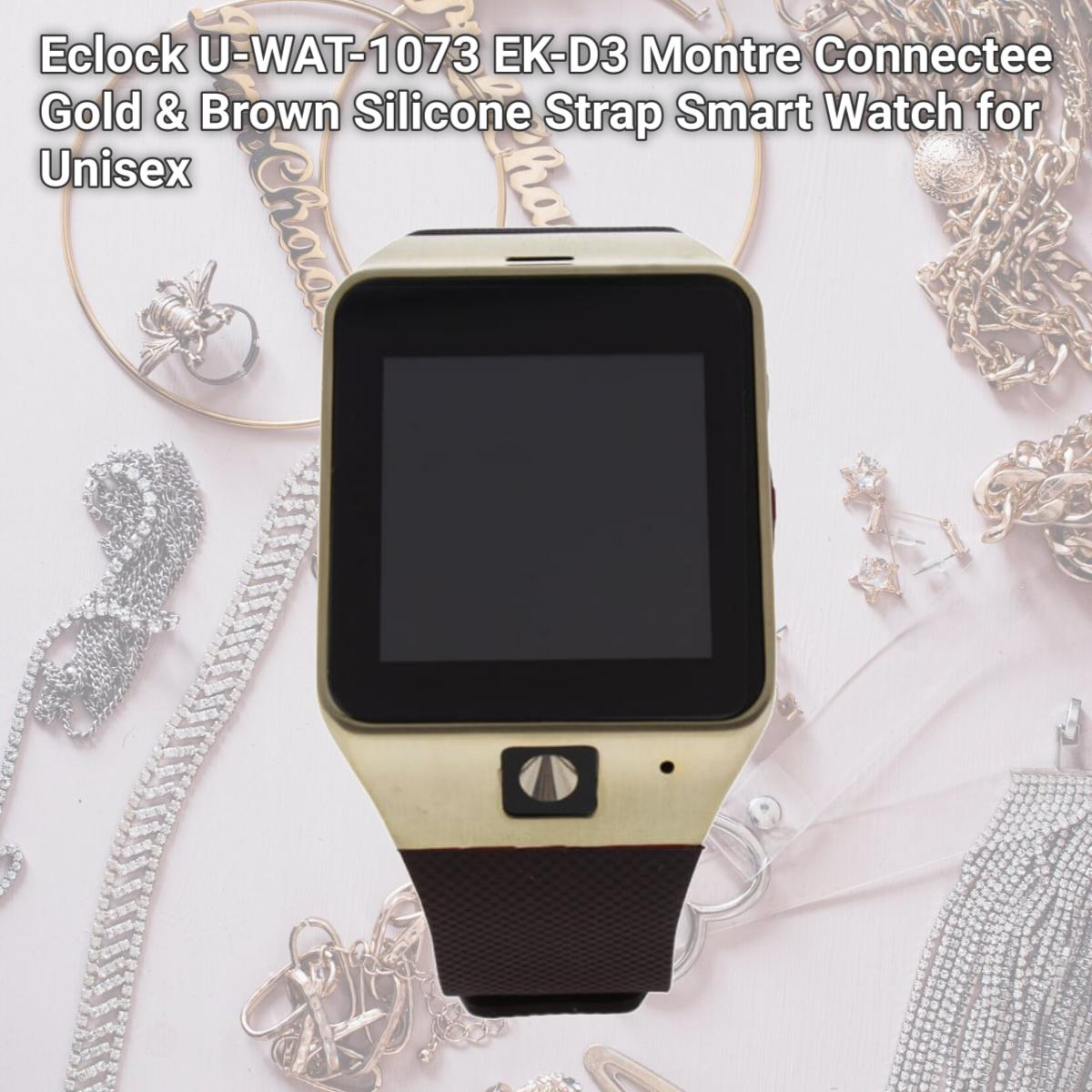 Picture of Eclock U-WAT-1073 EK-D3 Montre Connectee Gold & Brown Silicone Strap Smart Watch for Unisex