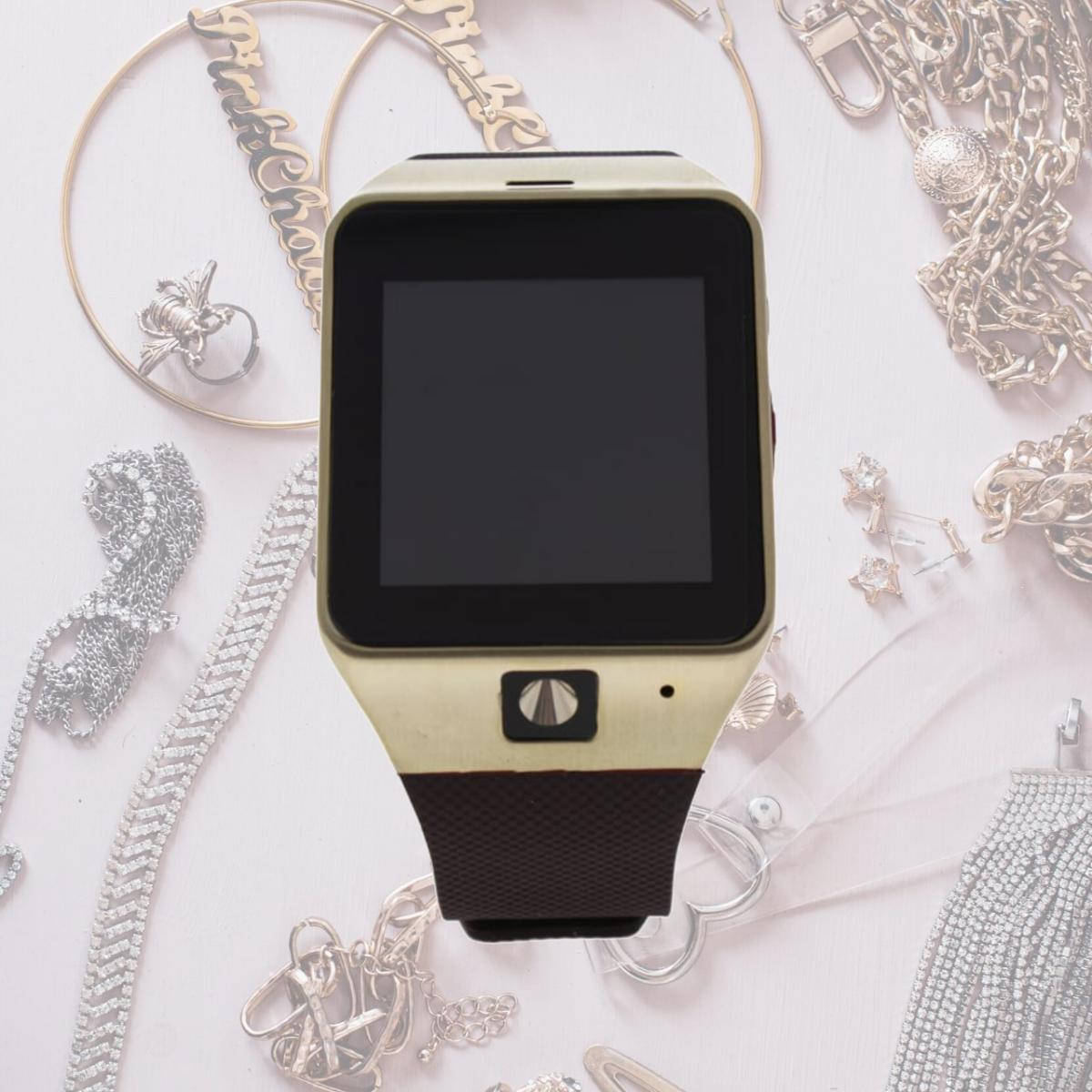 Picture of Eclock U-WAT-1073 EK-D3 Montre Connectee Gold & Brown Silicone Strap Smart Watch for Unisex